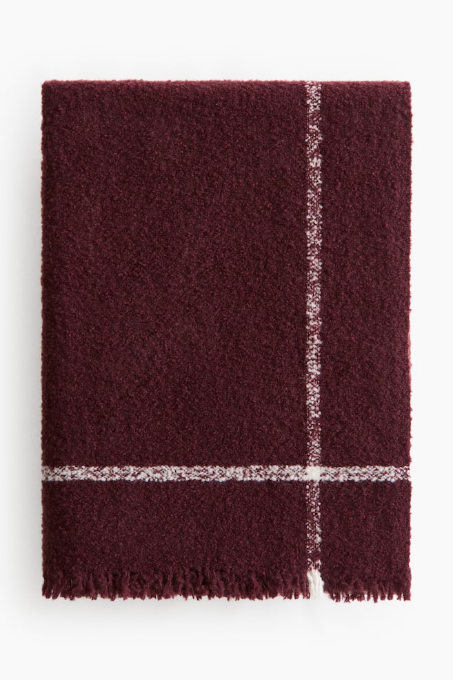 Wool-blend bouclé blanket - Dark red/Checked/Ivory/Grid pattern/Beige/Checked - 1