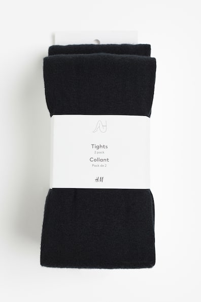 H&M+ 2-pack fine-knit tights - Regular waist - Black - Ladies | H&M GB