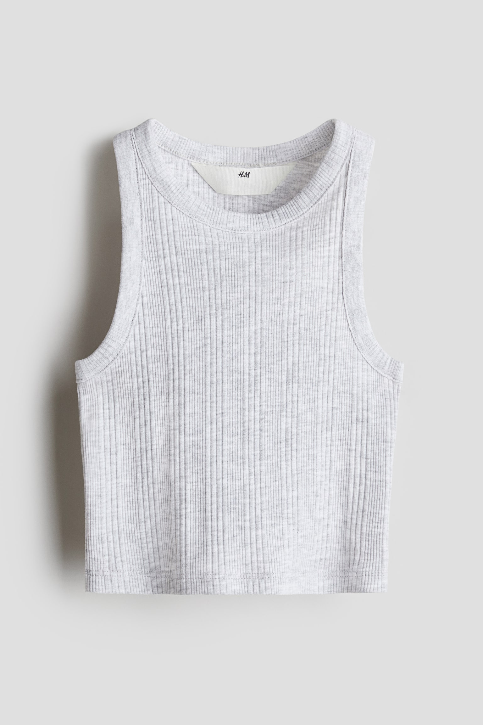 Ribbed vest top - Light grey marl/Light dusty purple/Light pink - 1