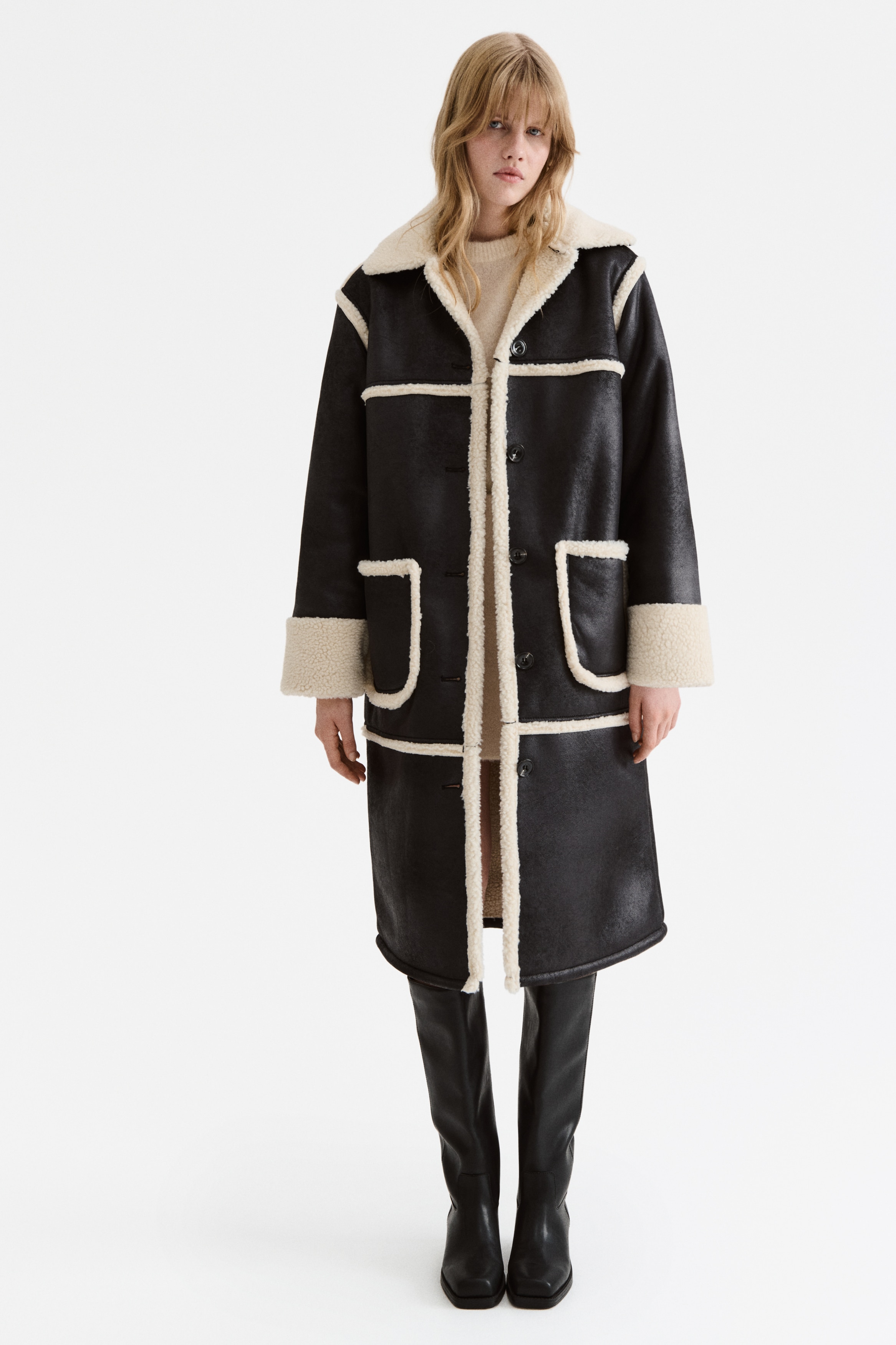 Femme - Double-faced coat Noir - Size: XS  - H&M