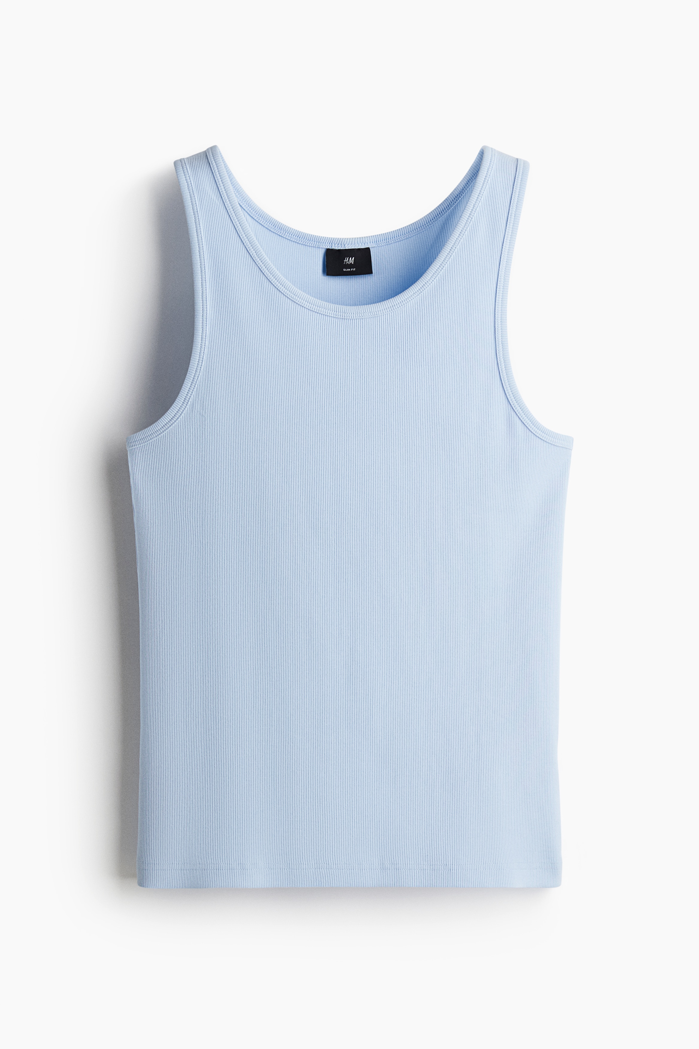 Slim Fit Ribbed Tank Top - Blue/Beige/Gray melange/White