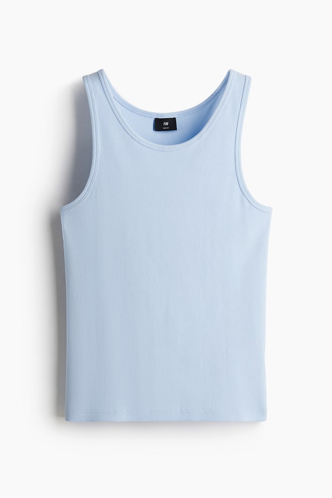 Slim Fit Ribbed Tank Top - Blue/Beige/Beige/White/Black/Black - 1