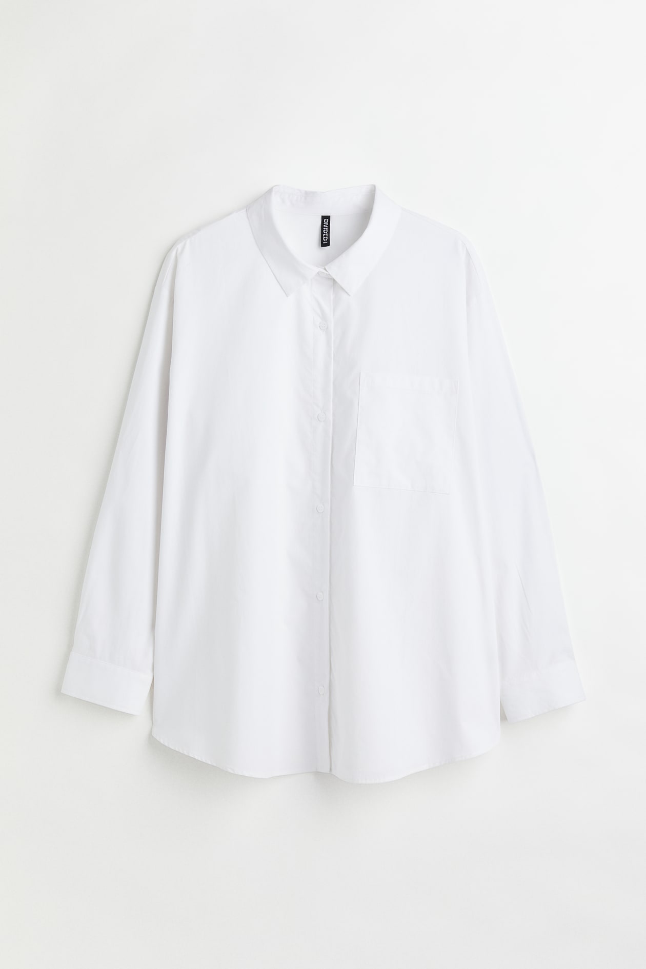 H&M+ Oversized Cotton Shirt - Long sleeve - Regular length - White ...