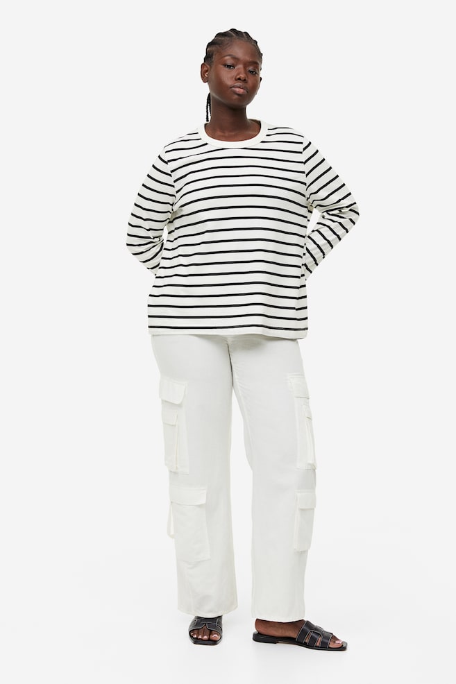 Cotton jersey top - White/Black striped/White/Green striped/Black/Cream striped/Pink/Striped/dc - 3
