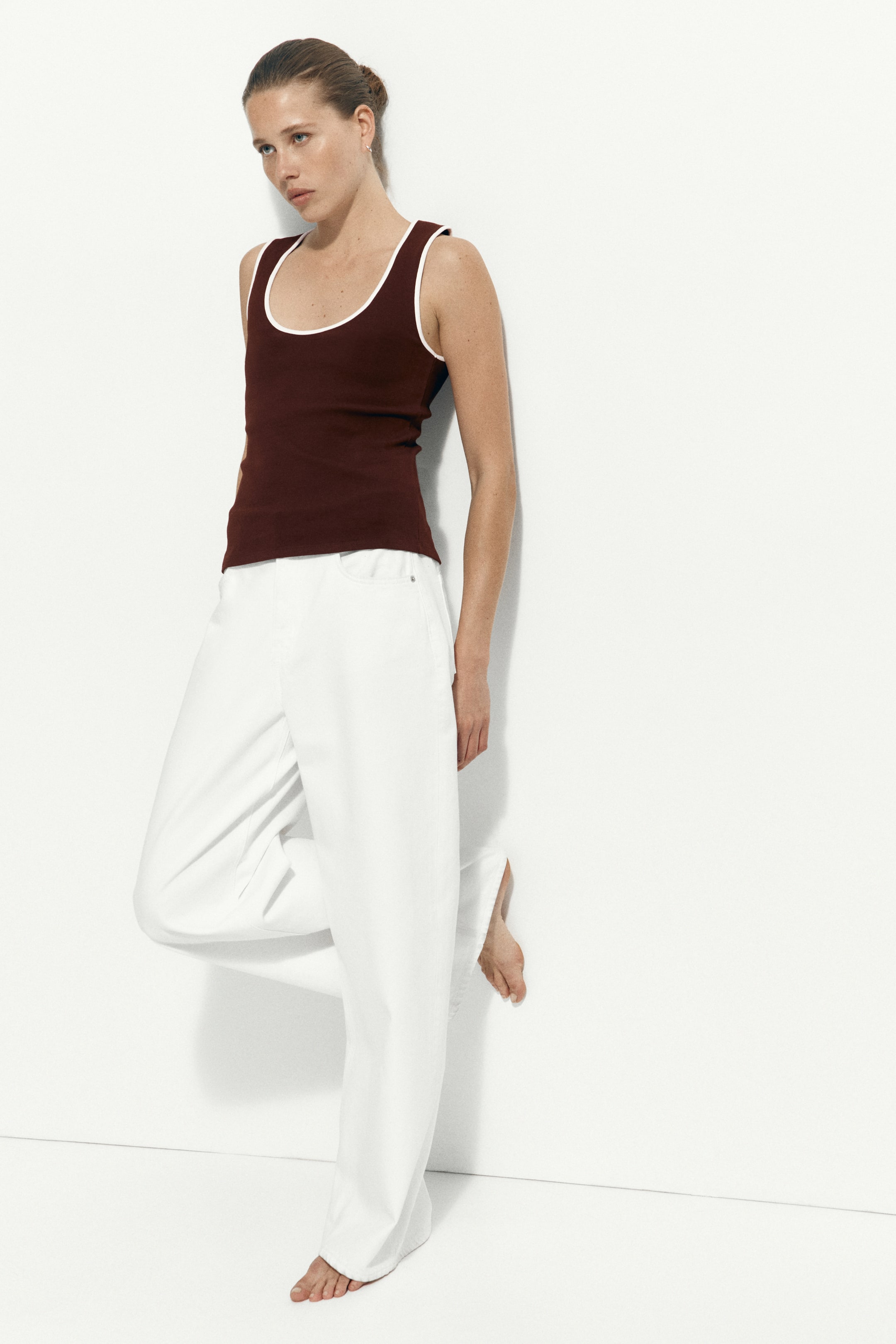 Женские топы H&M Ribbed Cotton Tank Top — фото 5