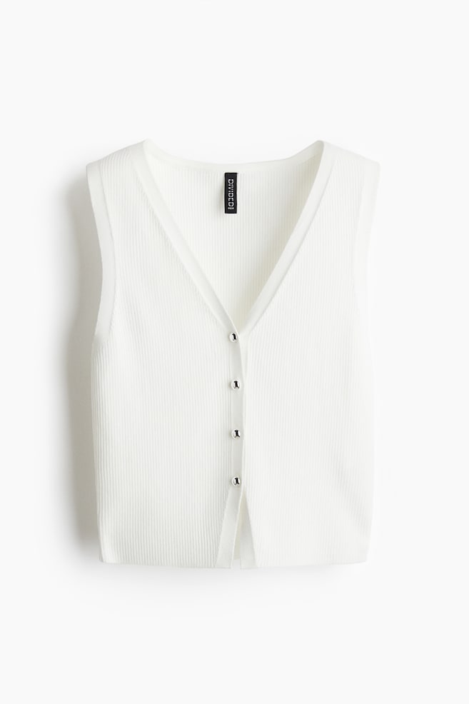 Button-Front Sweater Vest - White/Bright red/Black - 1