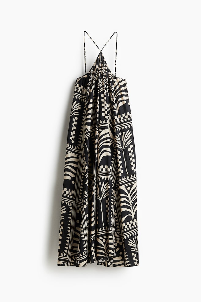 Vestido con tirantes espagueti - Negro/Estampado/Blanco/Estampado verde - 1