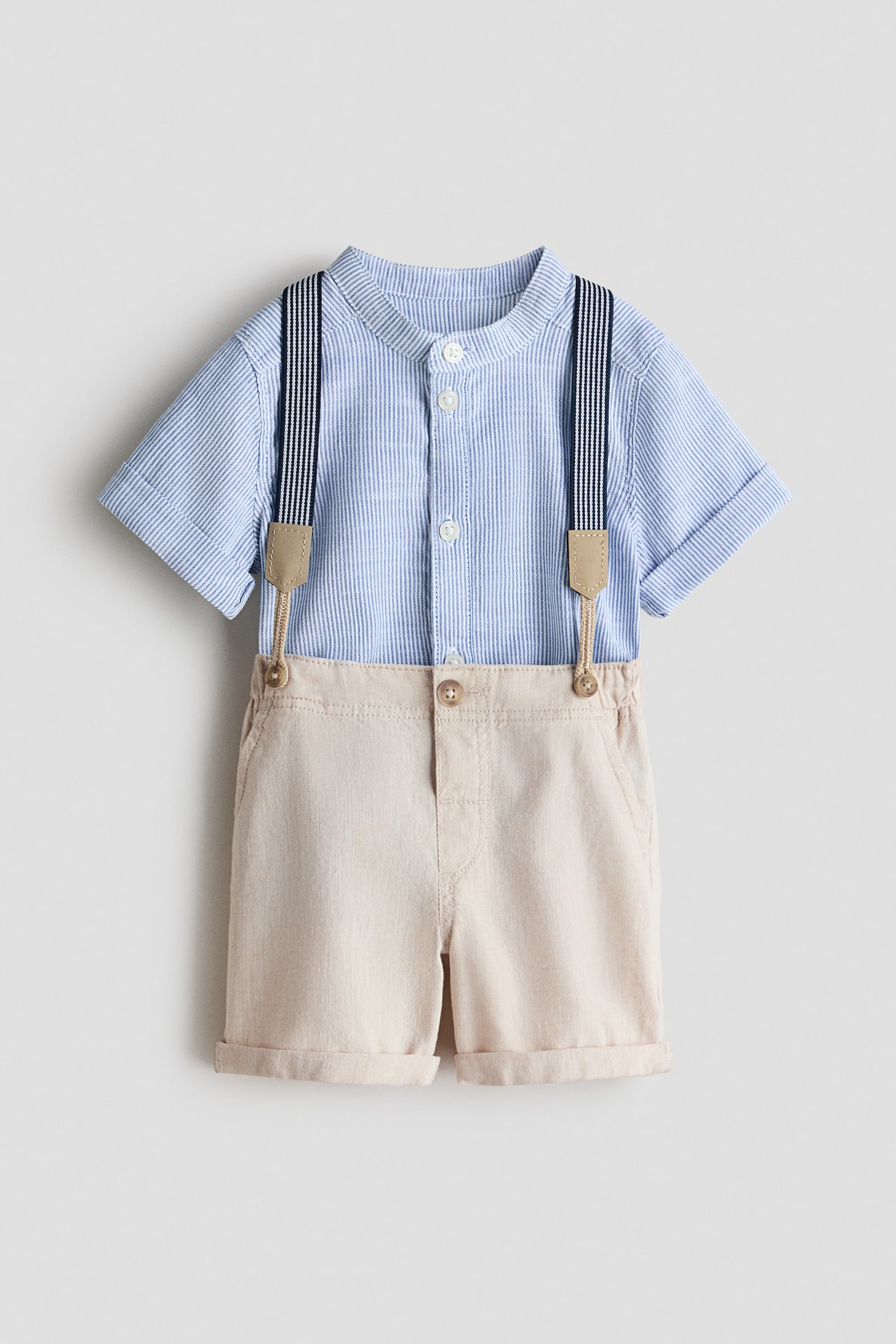 סט 2 חלקים עם שלייקס - תכלת/בז' - 1