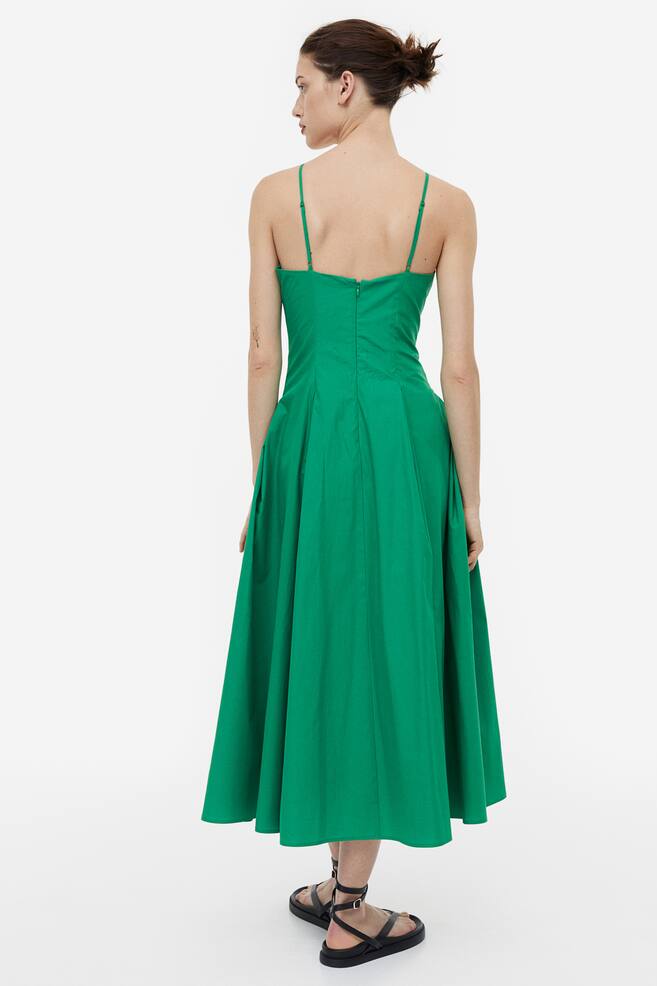 Pleated cotton dress - Green/Black - 5