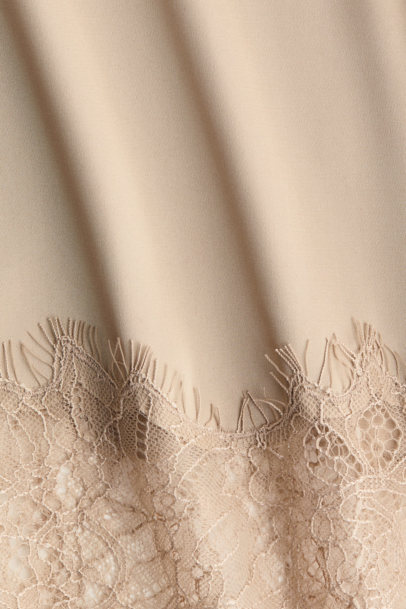 Lace-trimmed satin dress - Beige/Orange/Black - 4
