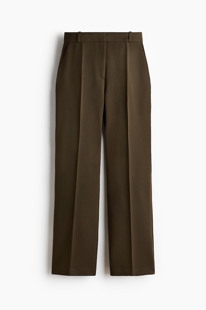 Broek van keper - Donker kakigroen/Beige/Zwart - 1
