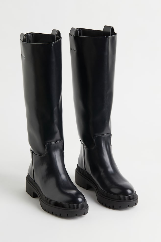 Knee-high boots - Black/Beige/Greige - 3