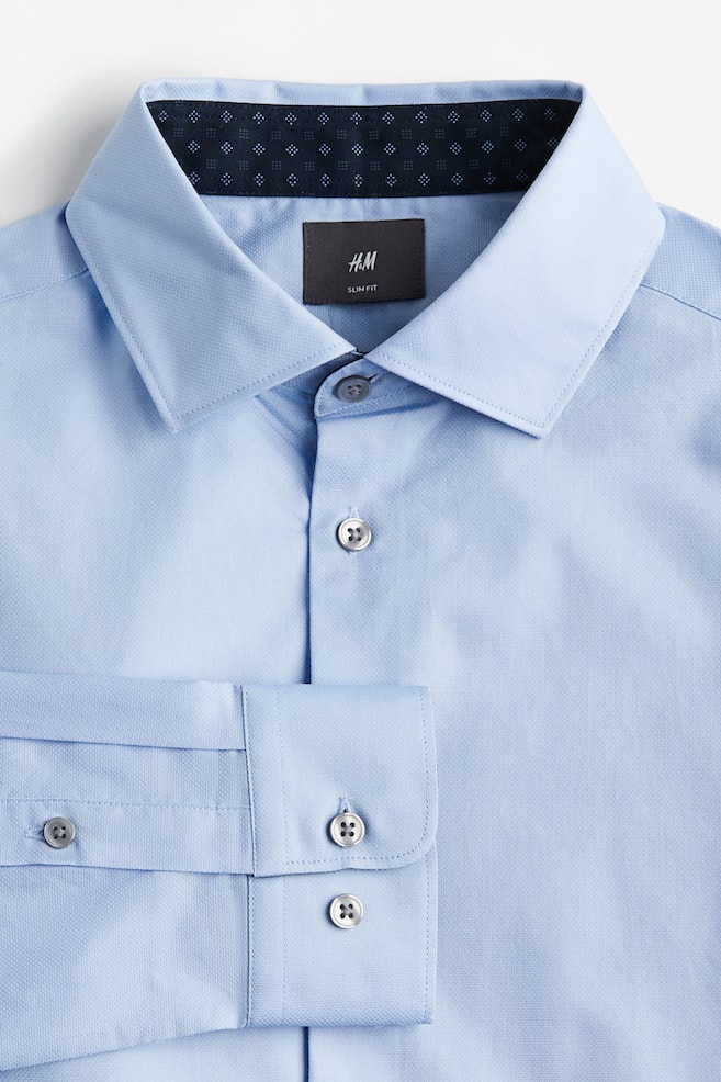 Skjorte i premium cotton Slim Fit - Lyseblå/Hvid/Sort - 4