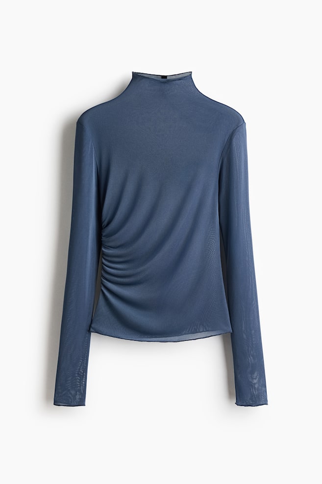 Sheer jersey top - Steel blue/Black - 1