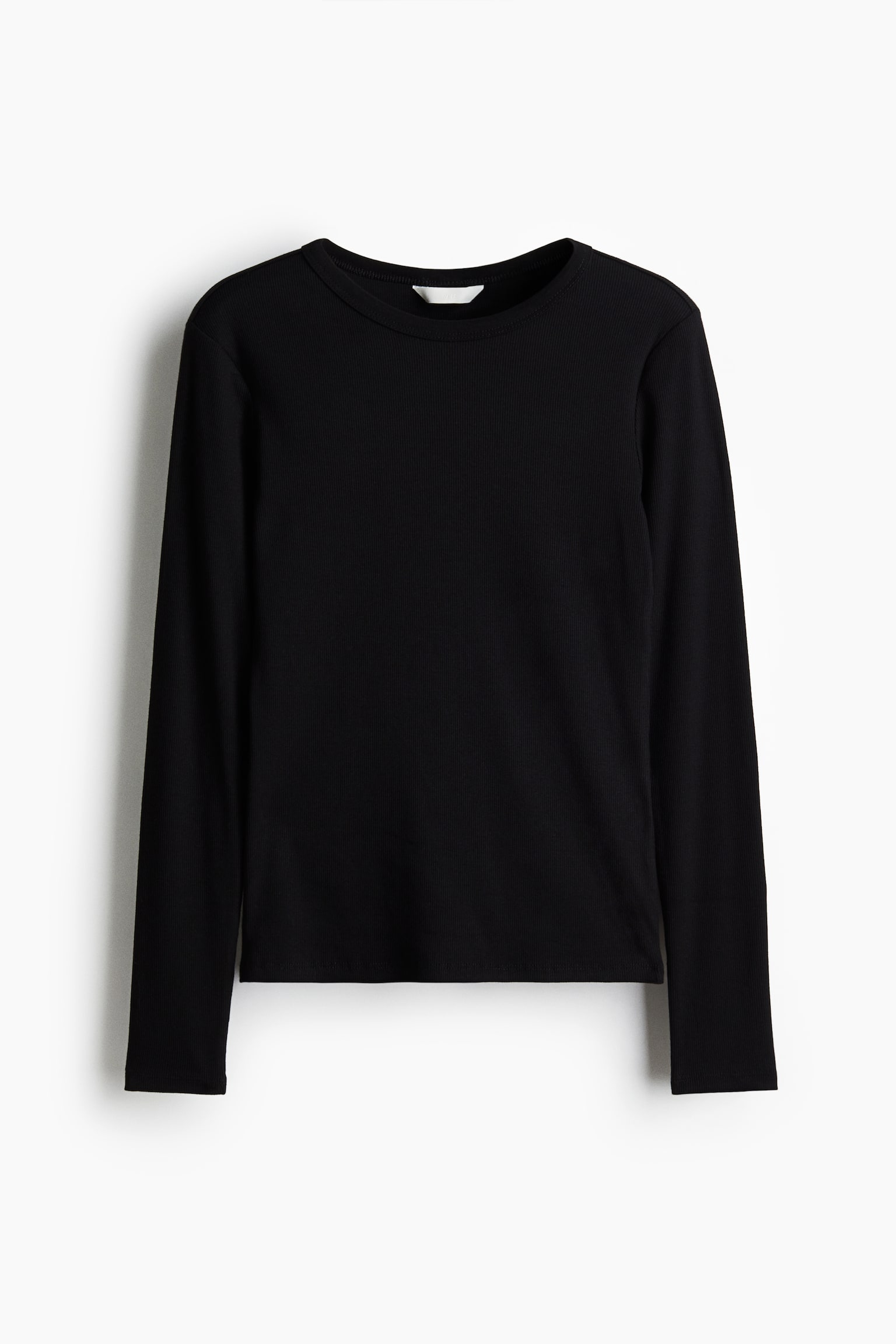 Женский топ H&M Ribbed Cotton Top, цвет: Чёрный — фото 1
