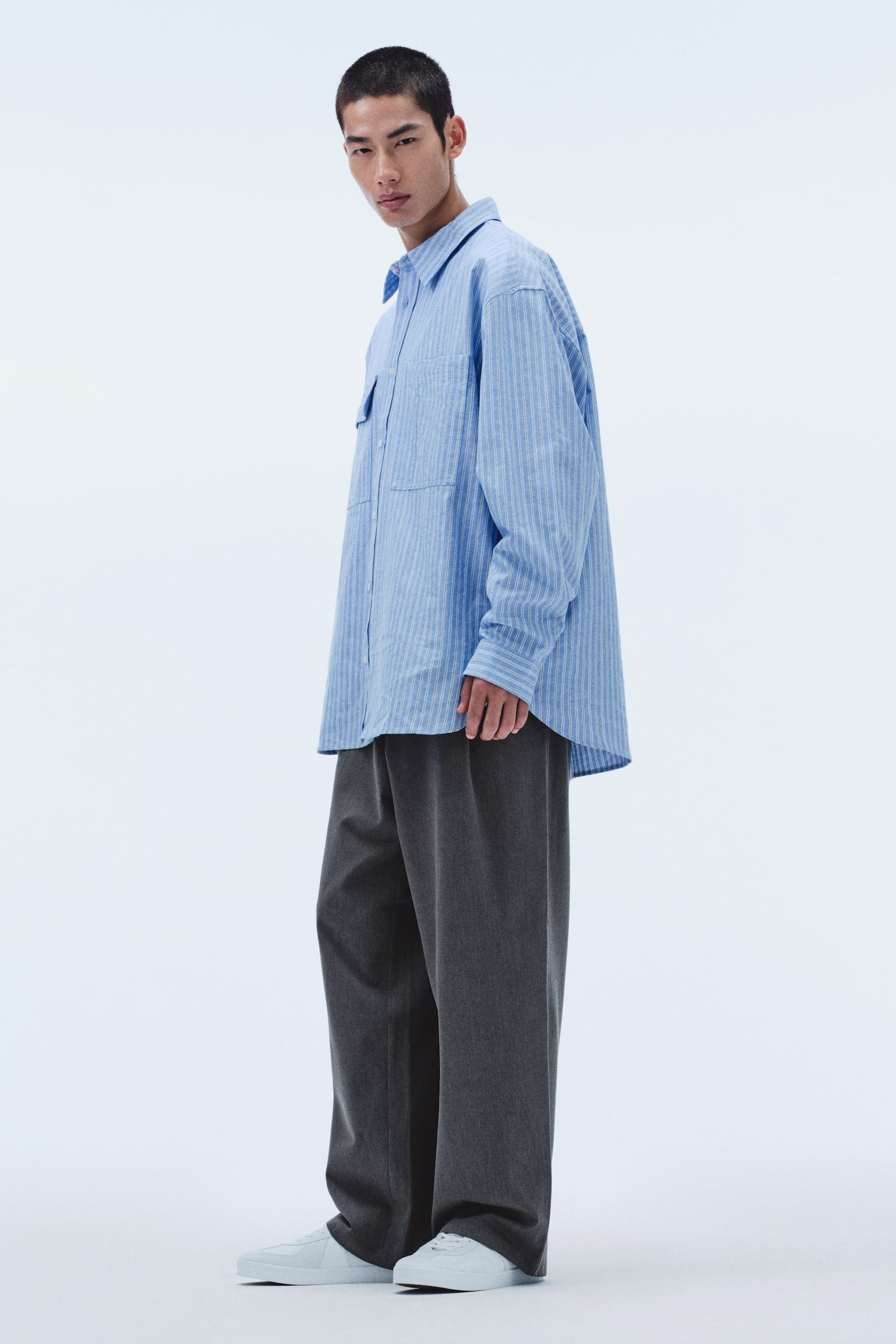 ルーズフィット テーラードパンツ - グレー/ダークカーキグリーン/ブラック - 3