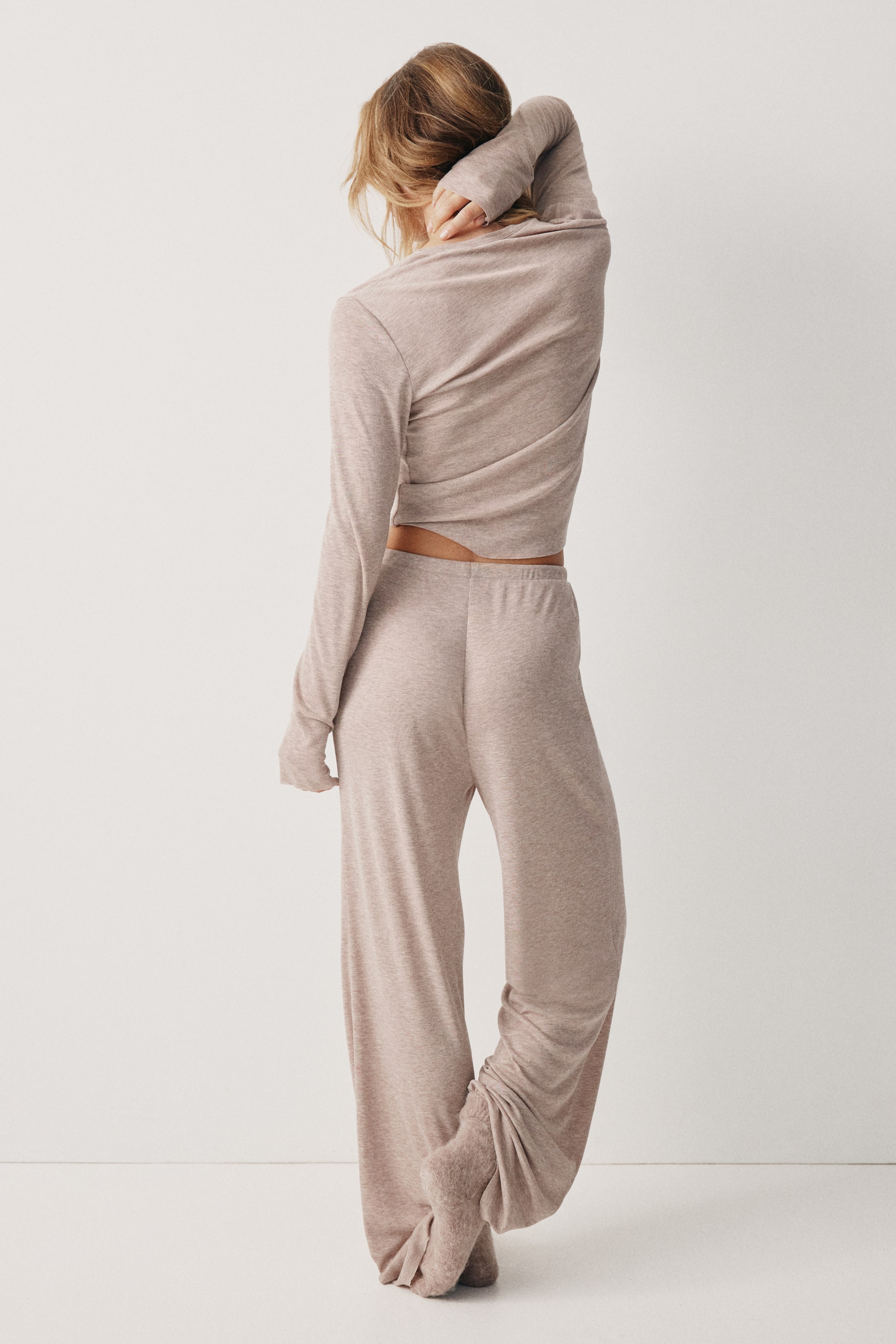 View larger image: Ribbed Pajamas - Beige melange - Ladies | H&M US 4