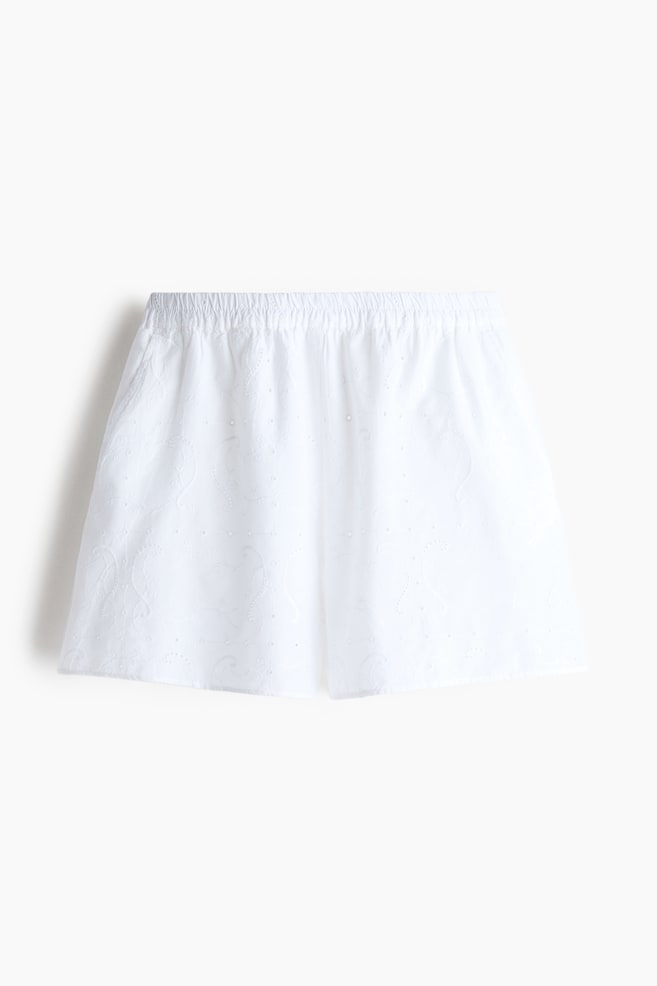 Broderie anglaise cotton shorts - White - 1