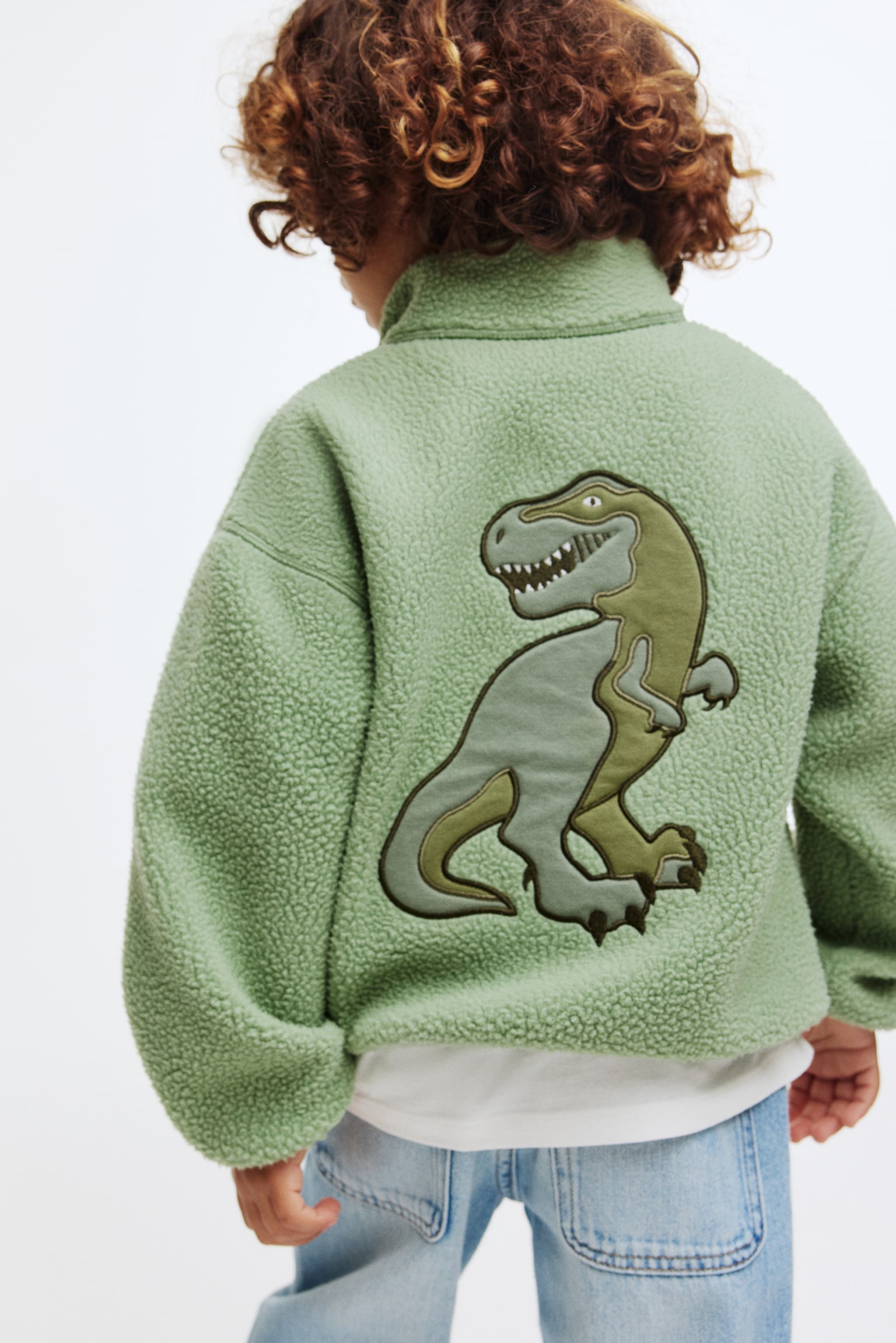 Tedi dukserica s rajsferšlusom u gornjem delu - Zelena/dinosaurus - 4