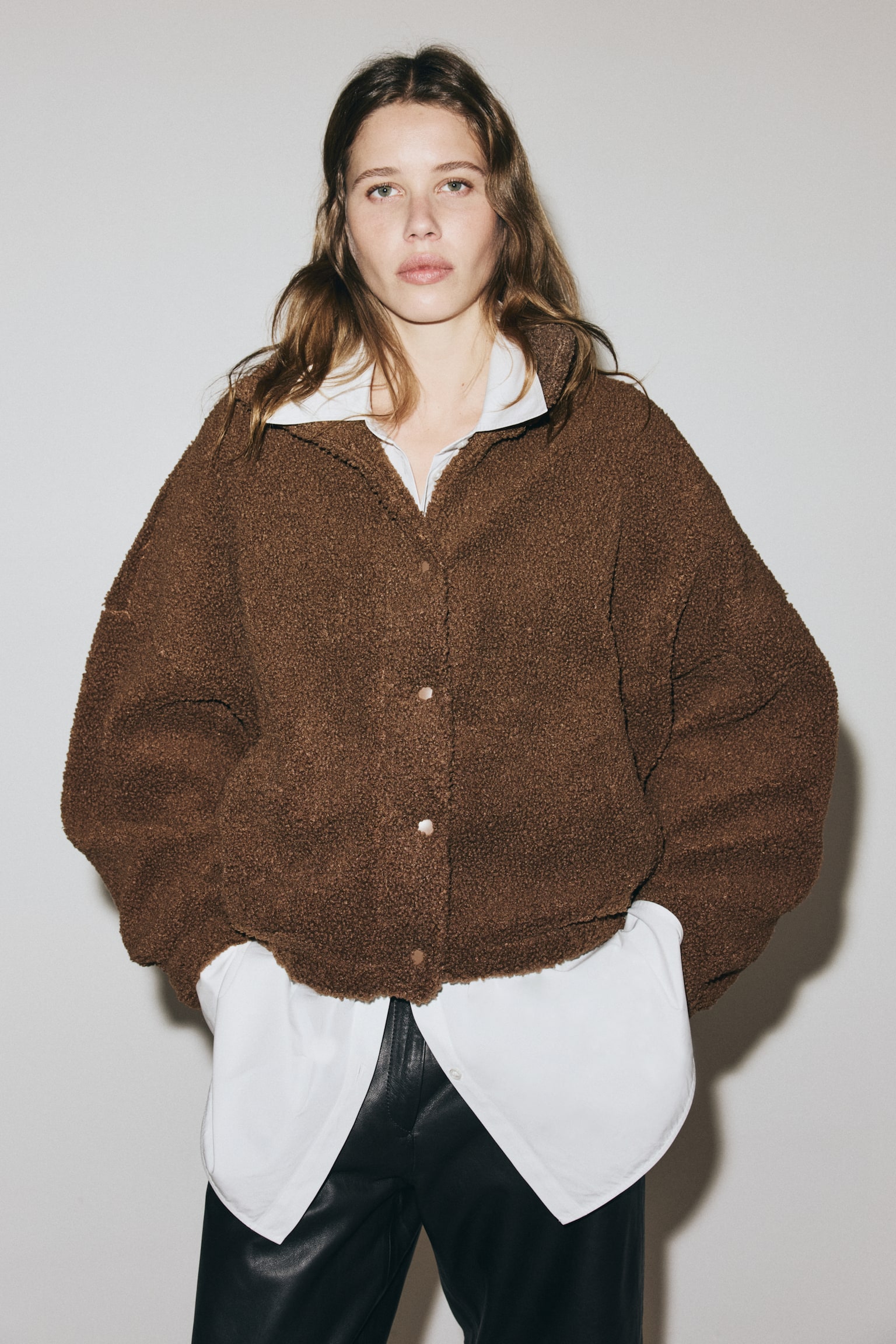 Veste en tissu Teddy bear - Marron foncé/Beige clair/Marron foncé - 5