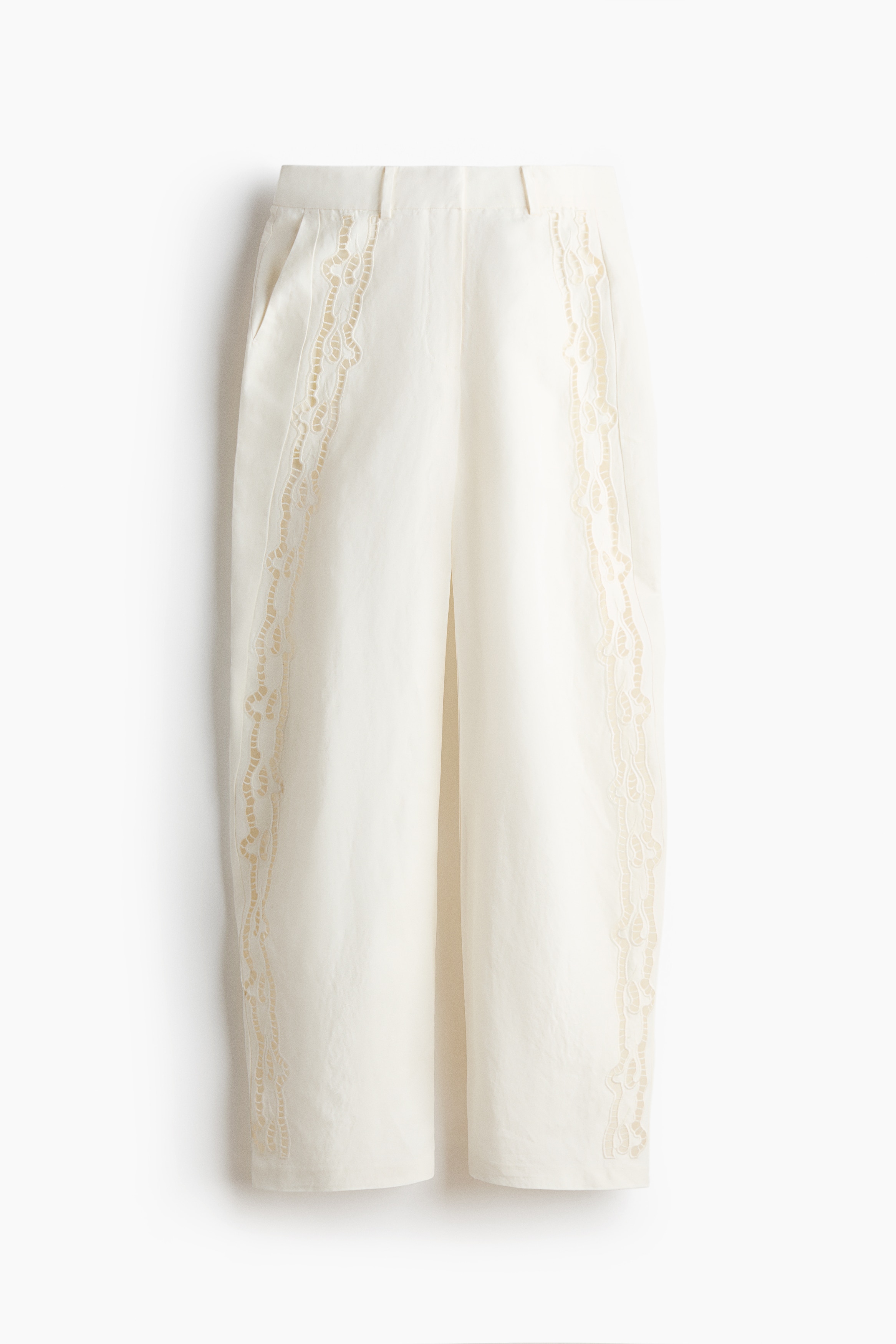 Broek van linnenmix Barrel Leg - Ivoorwit