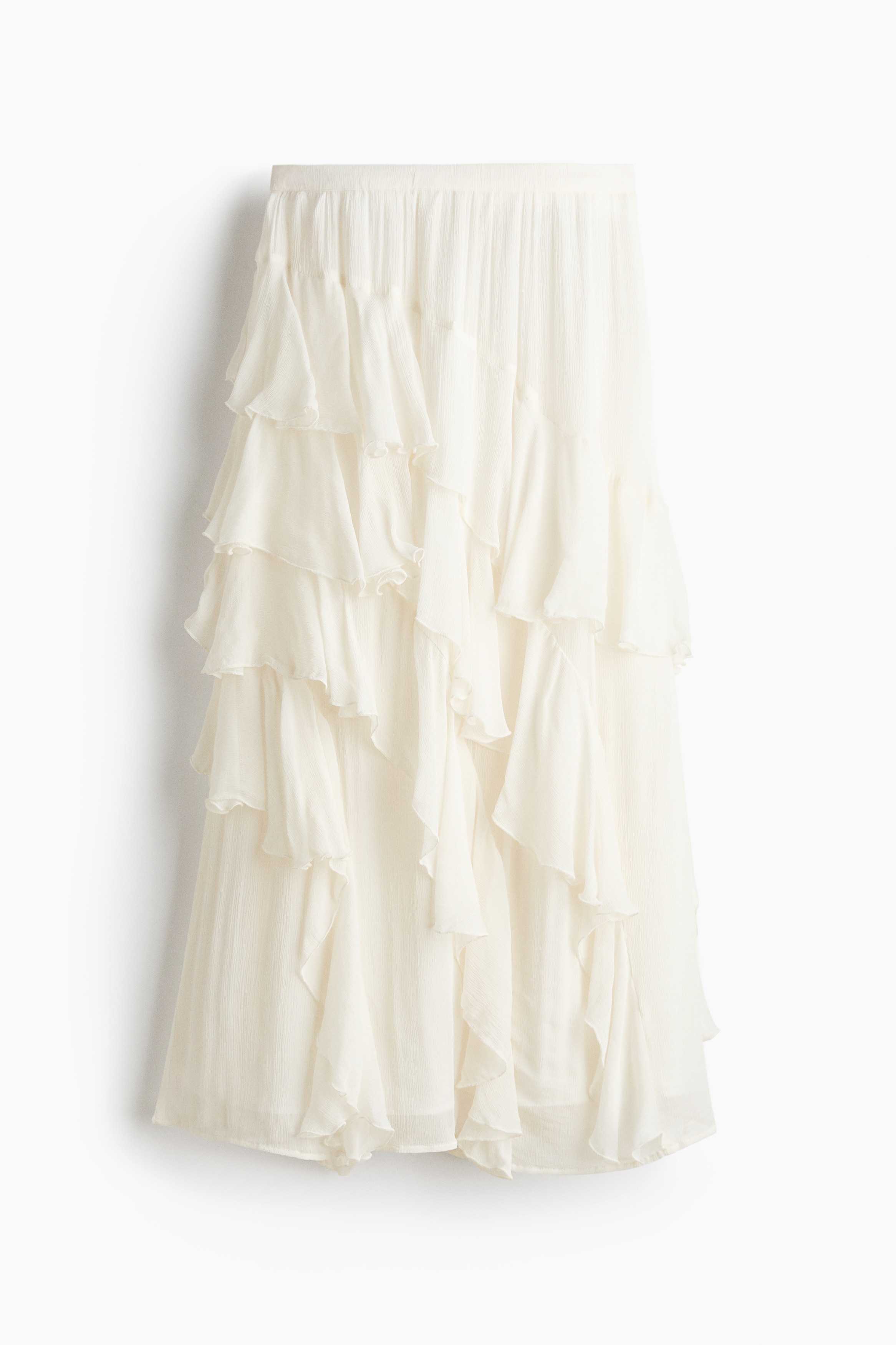 Crinkled Tiered Skirt - Cream