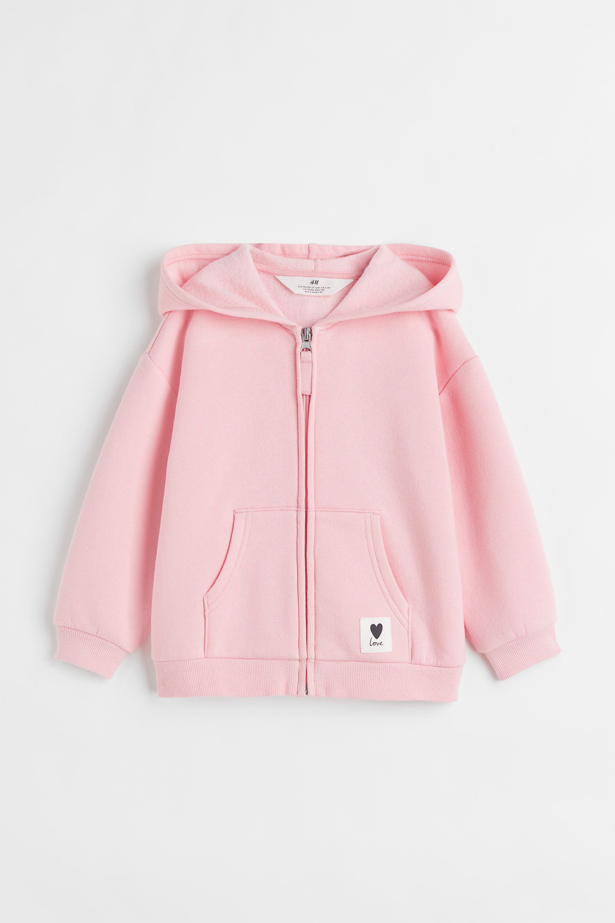 Xem ảnh lớn hơn: Áo hoodie kéo khoá - Màu hồng nhạt - Kids | H&M VN 1