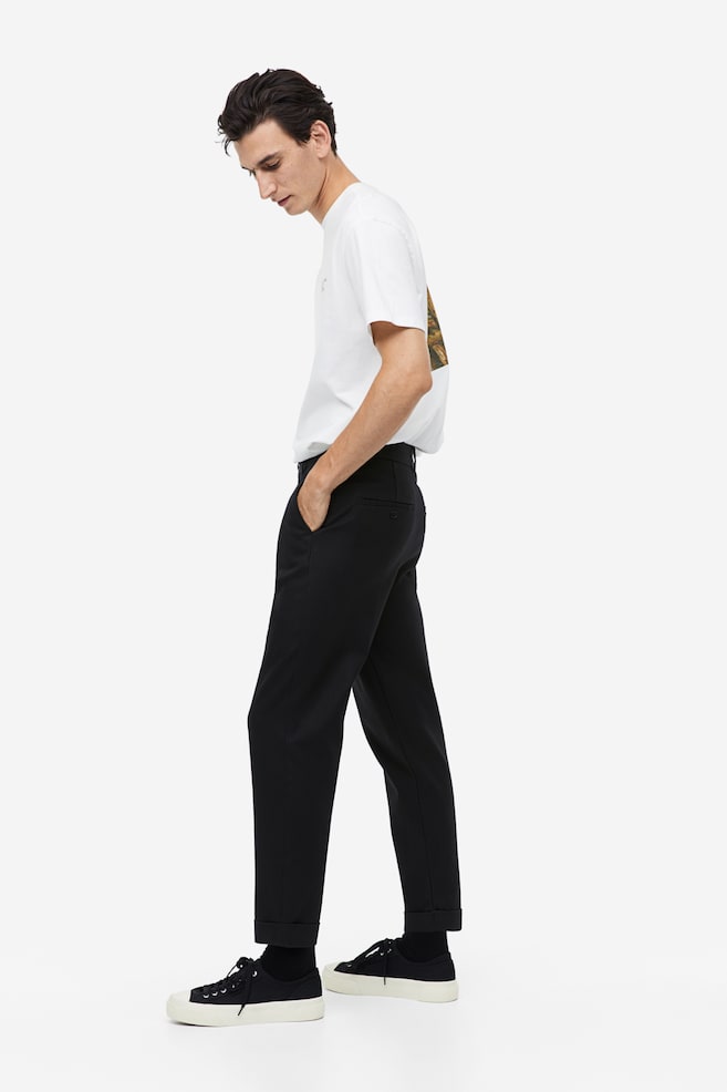 Pantaloni eleganti in twill Regular Fit - Nero/Beige - 3