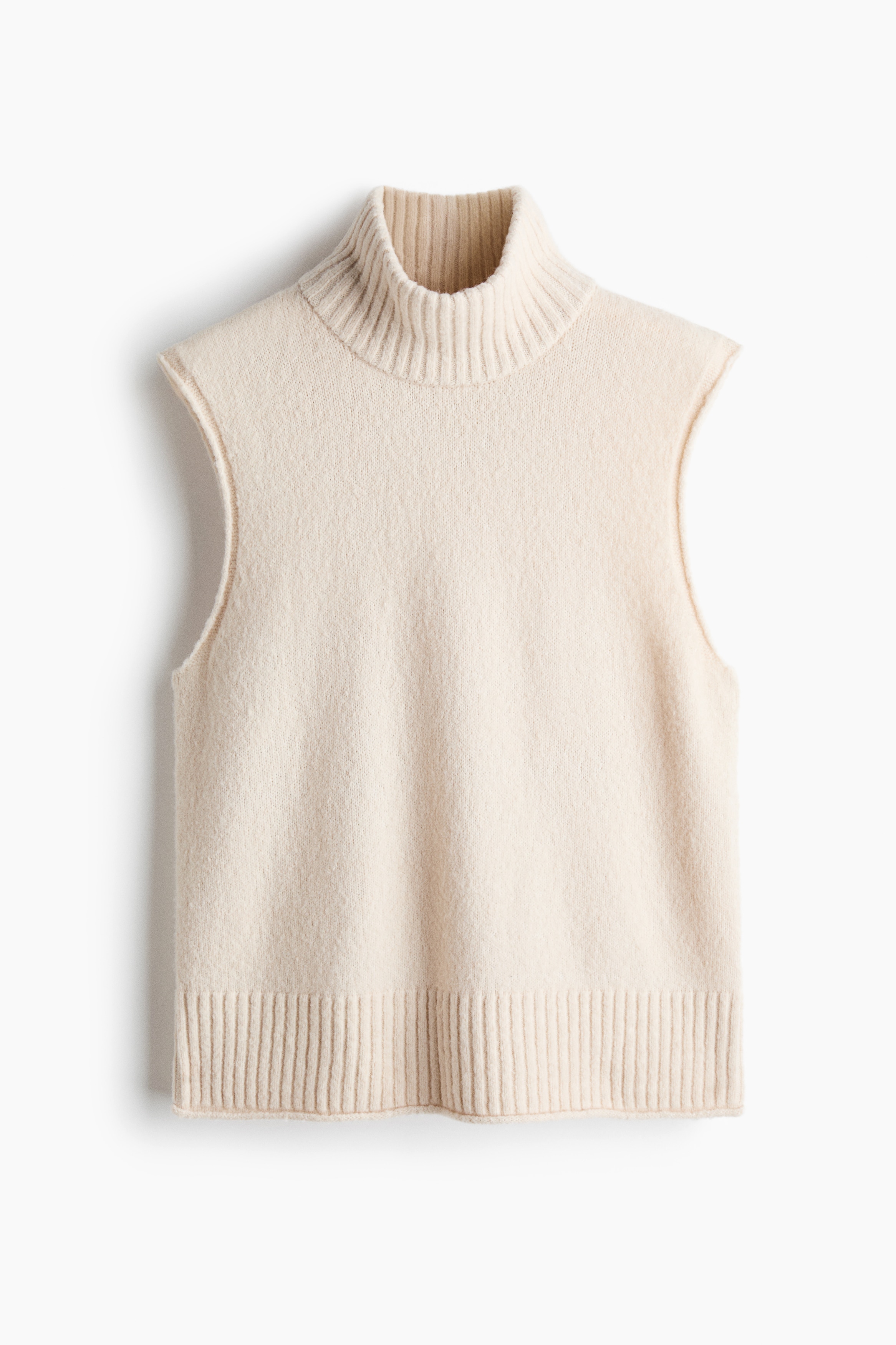 Gilet dolcevita in maglia - Beige chiaro/Marrone scuro