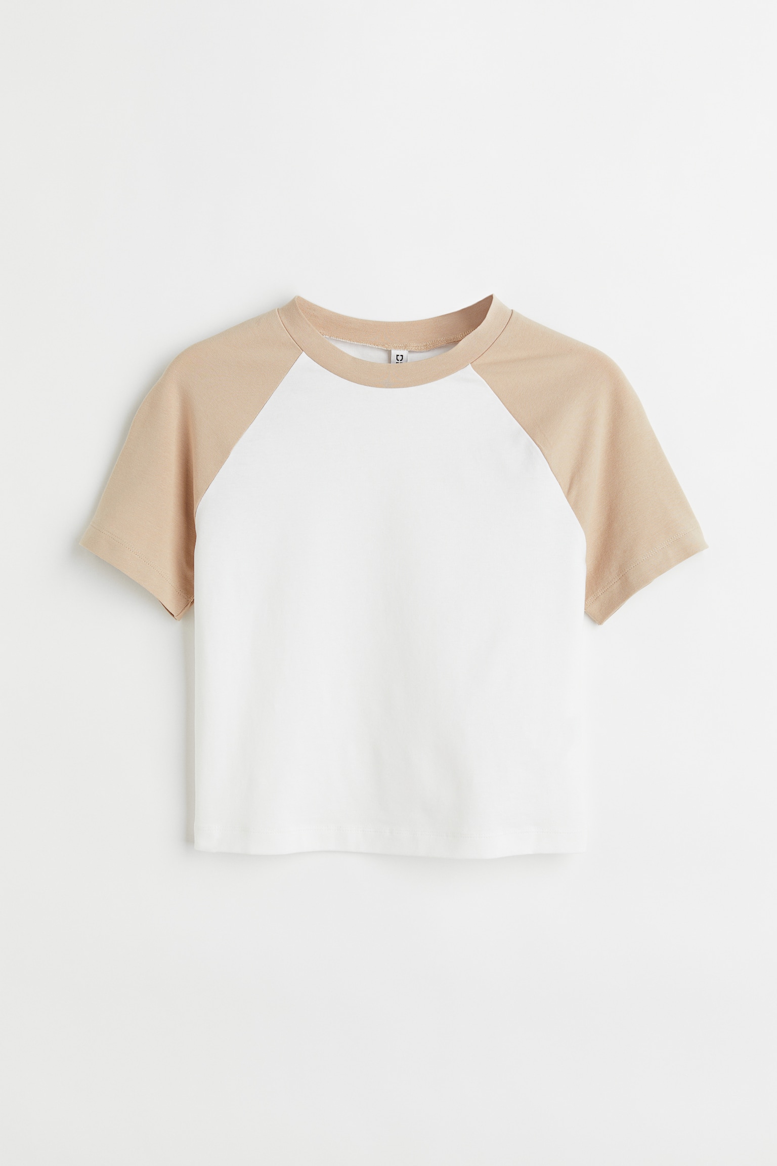 Cropped T-shirt - White/Beige