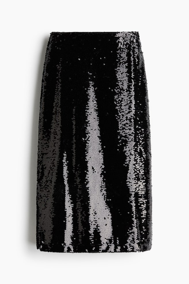 Falda midi de lentejuelas - Negro/Marrón oscuro - 1