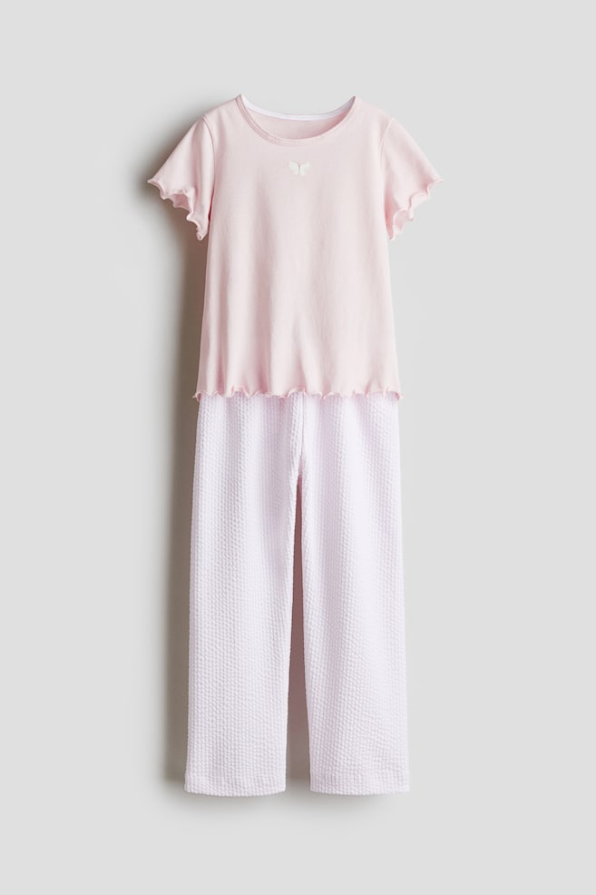Jersey pyjamas - Light pink/Striped - 1