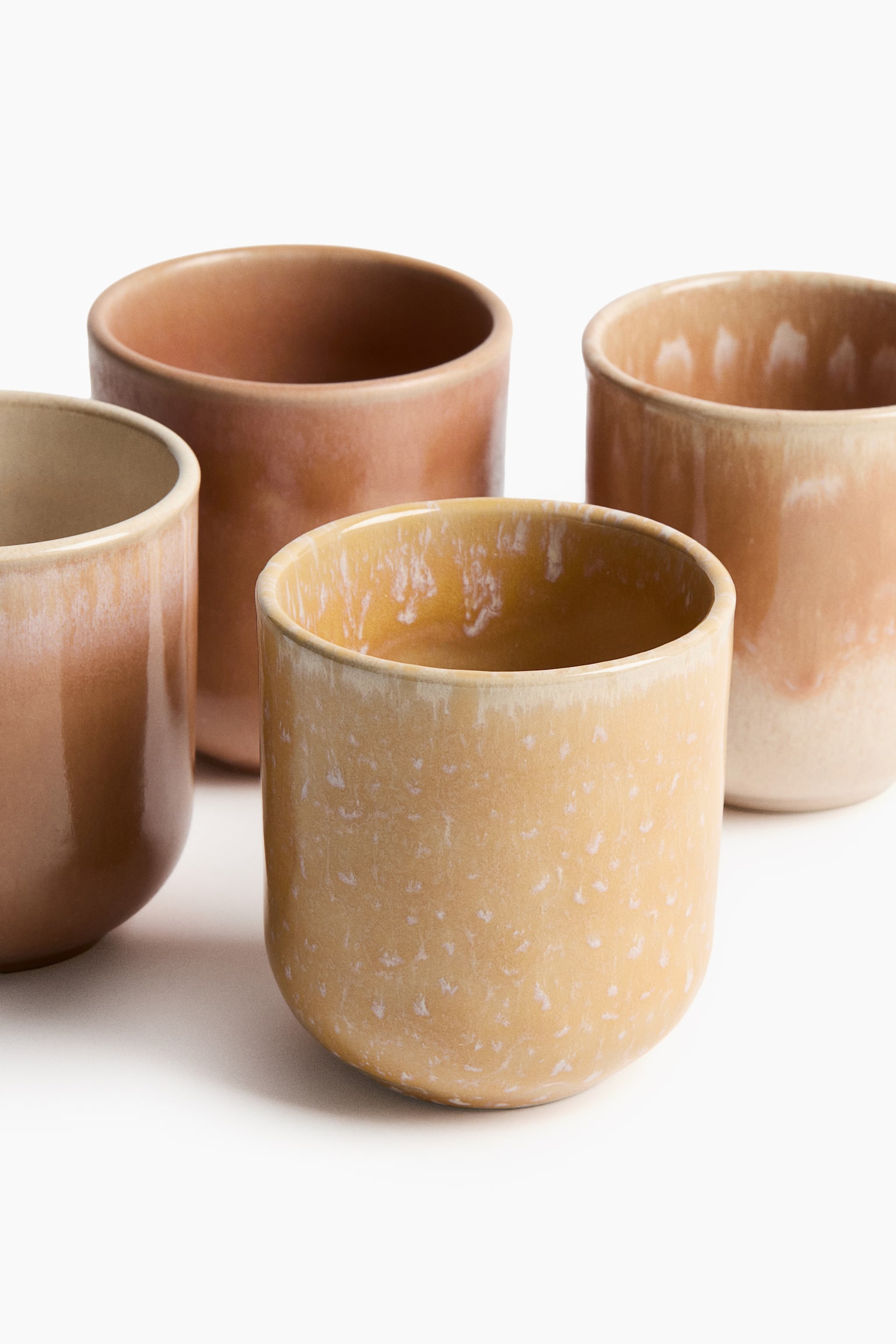 4-pack stoneware mugs - Orange/Dark green/Light grey/Beige - 4