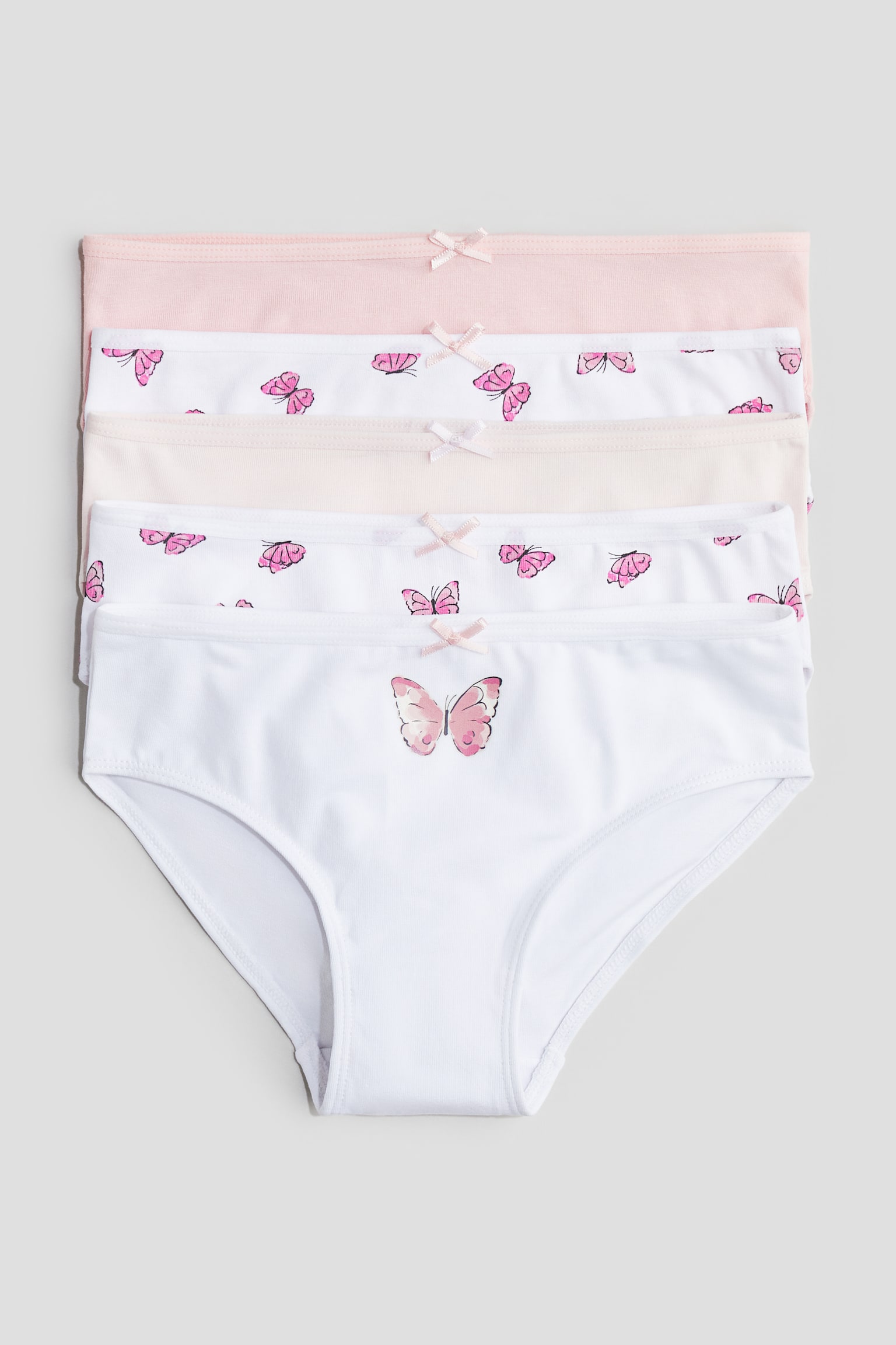 5-pack Cotton Briefs - White/Butterflies/Light pink/Hearts/Light purple/Unicorns/Light pink/Unicorns - 1