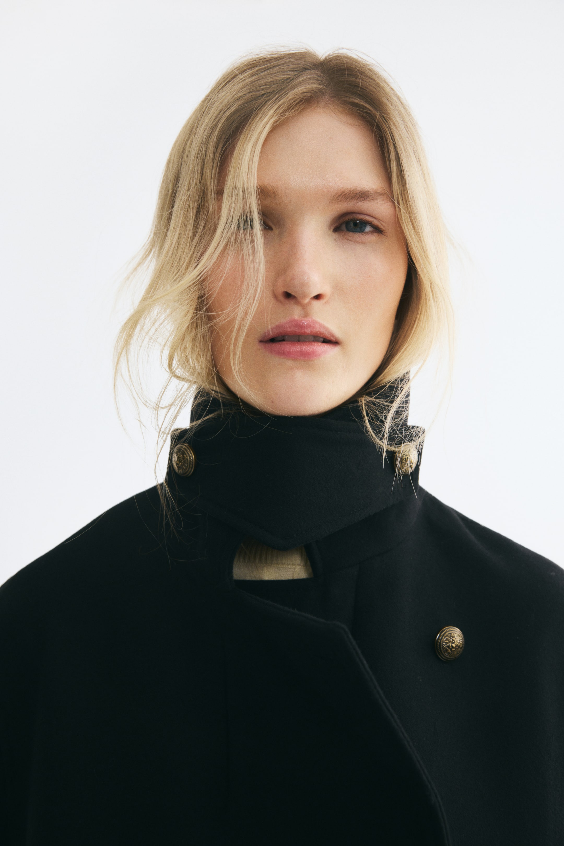 Veste à col cheminée en laine mélangée