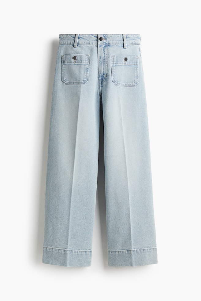 Wide High Ankle Jeans - Albastru-denim deschis/Albastru-denim închis/Negru/Albastru-denim închis/Alb - 1