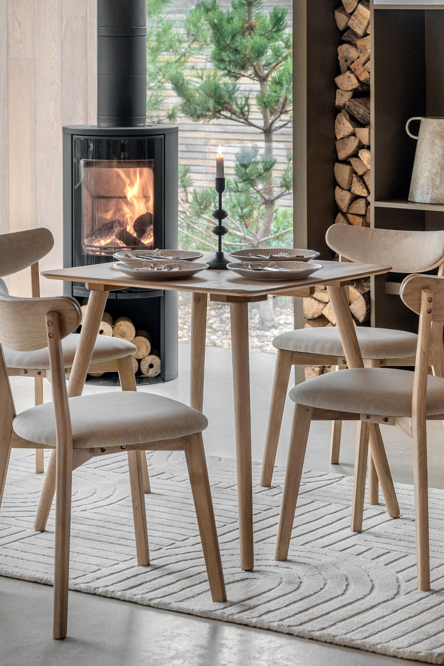 Wood Veneer Square Dining Table