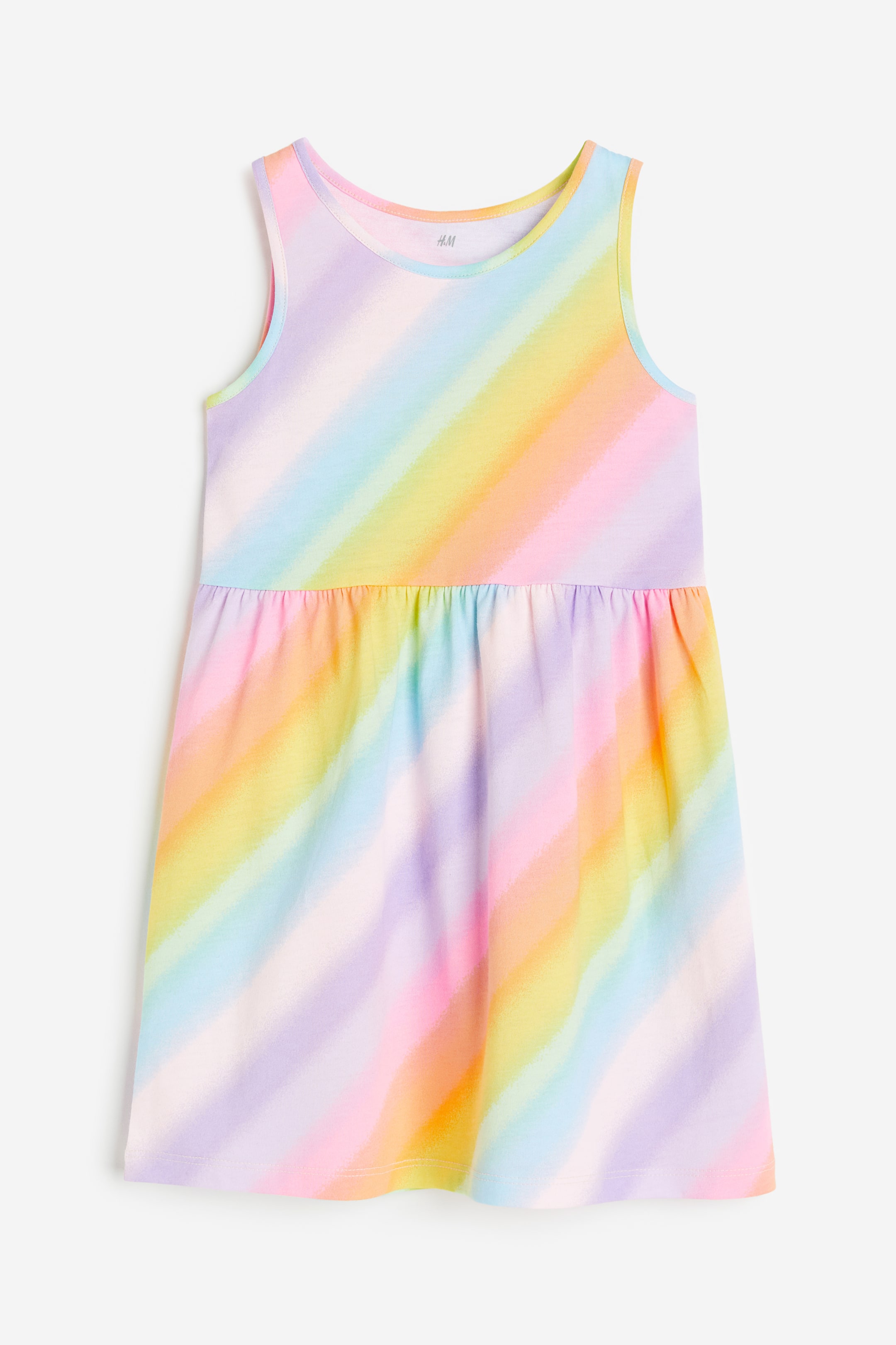 View larger image: Patterned jersey dress - Light pink/Rainbow-striped - Kids | H&M HK 1