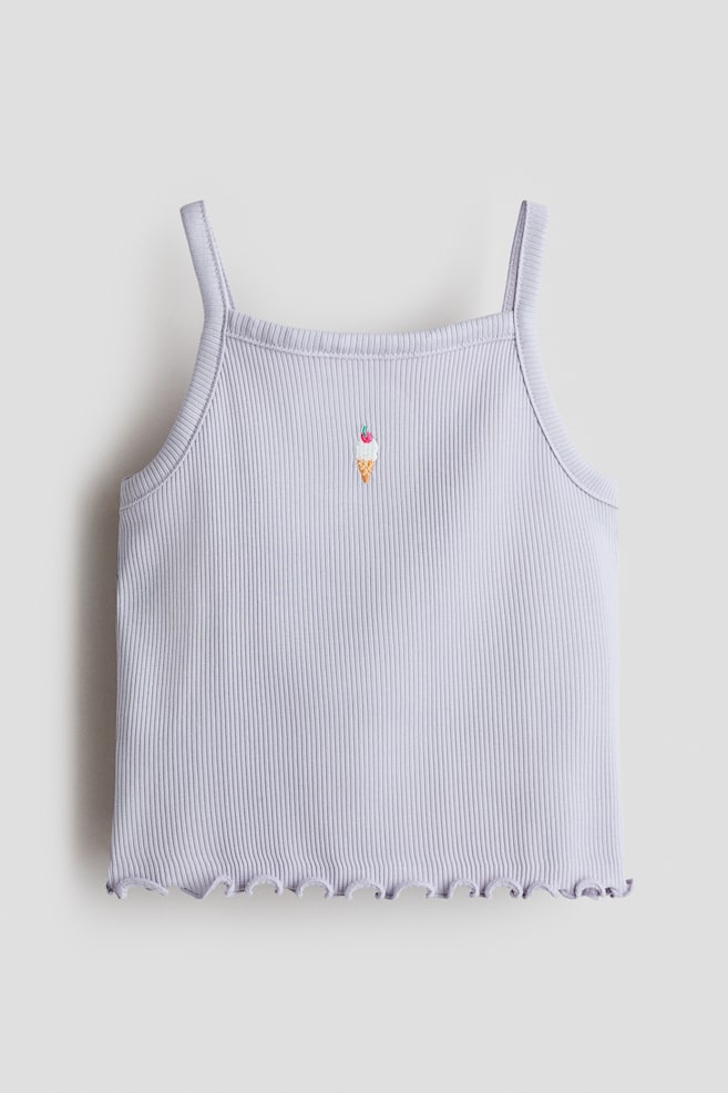Embroidered-Detail Tank Top - Lilac/ice cream/White/heart/Pink/watermelon/Light turquoise/pineapple - 1