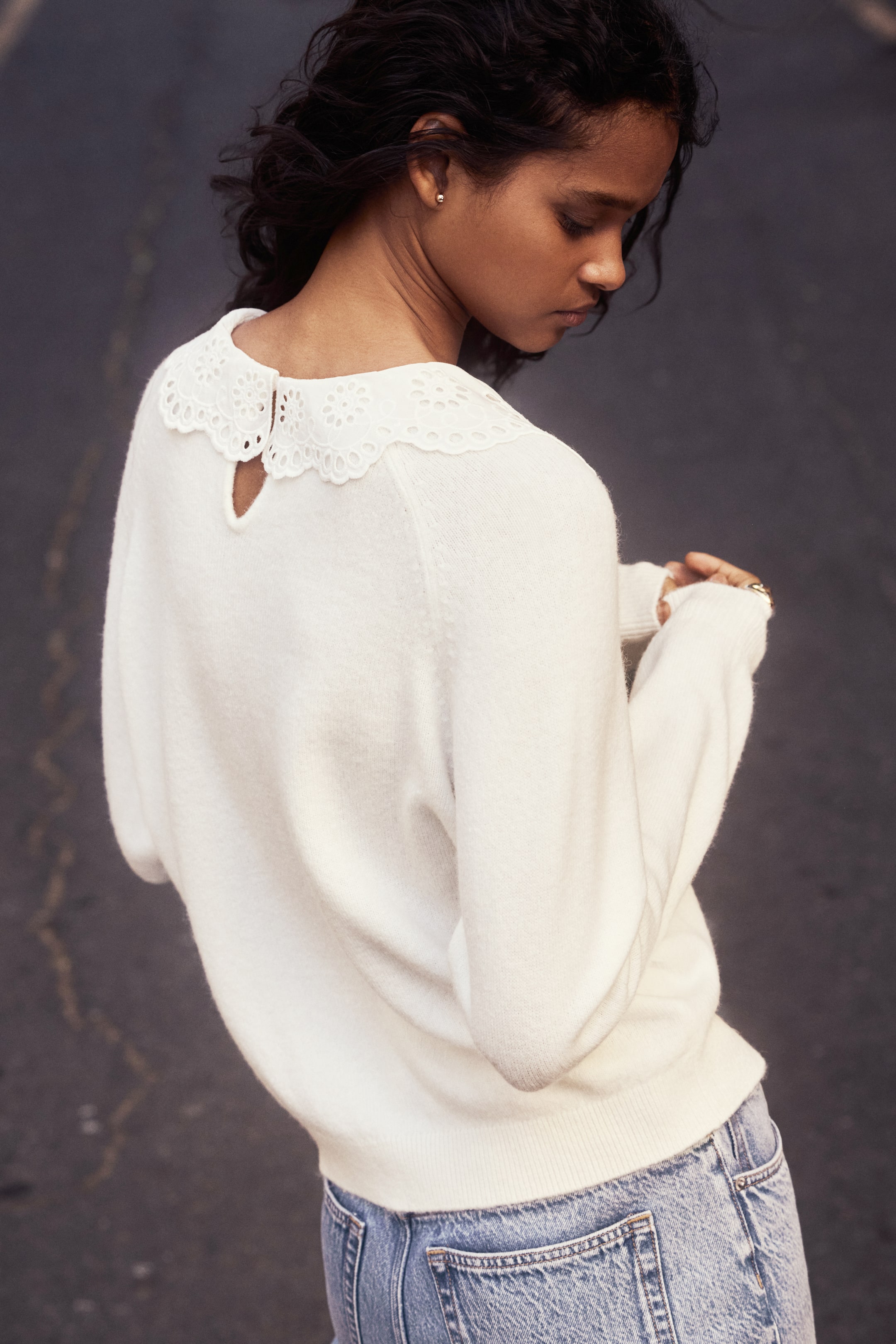 Lace-collared jumper