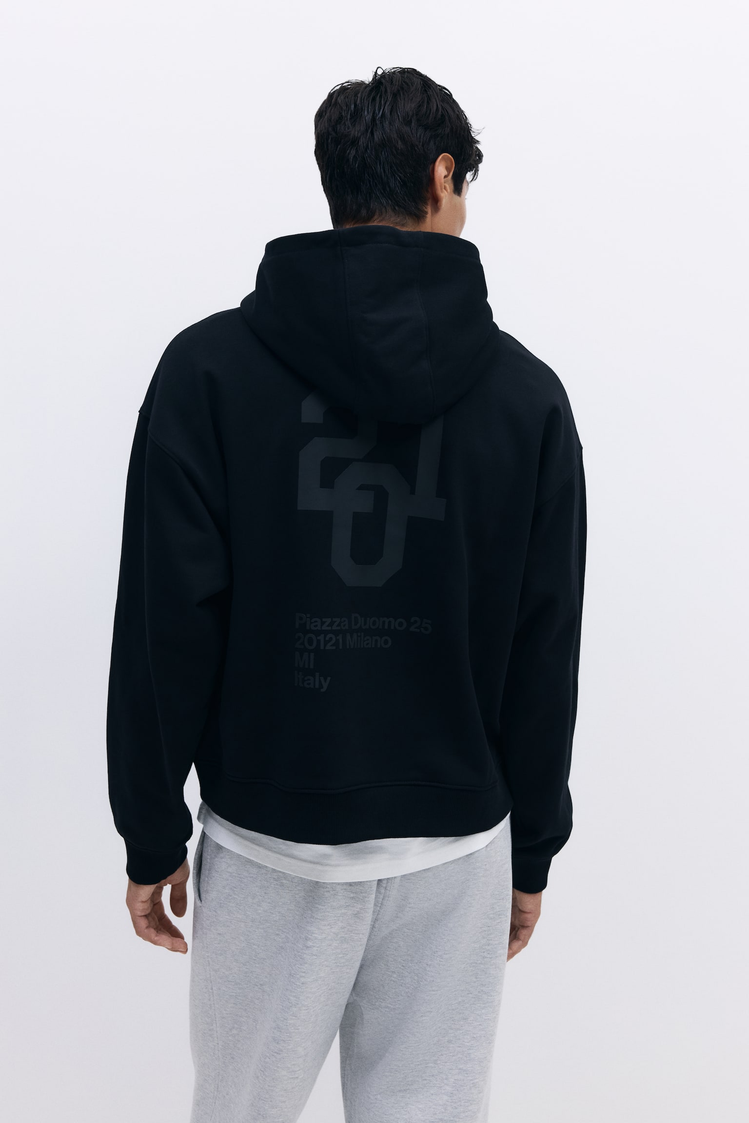 Kastiger Hoodie in Oversized Fit - Schwarz/Hellbeige/21/Hellgraumeliert - 6