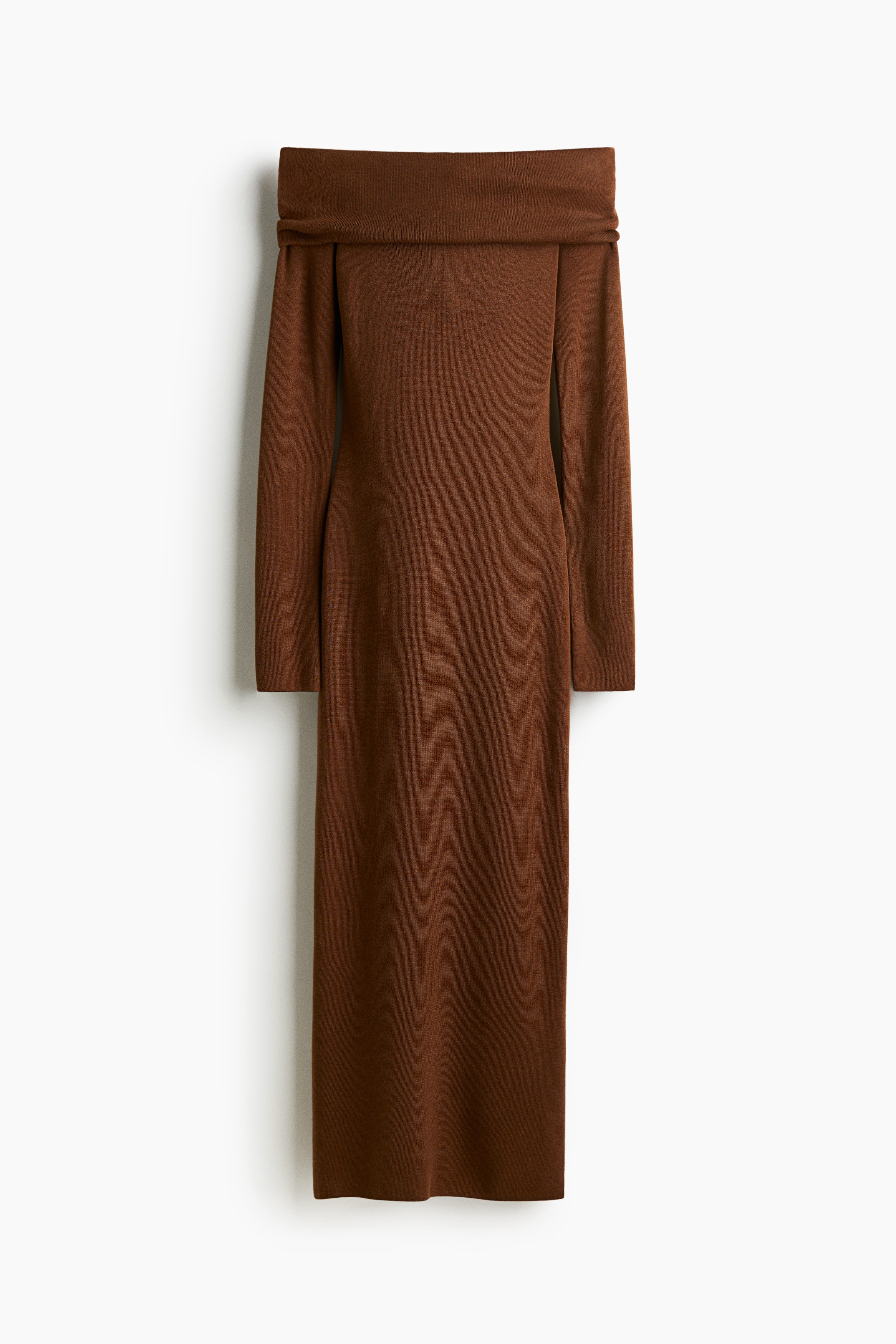 Off-the-shoulder dress - Brown/Dark brown/Dark grey marl