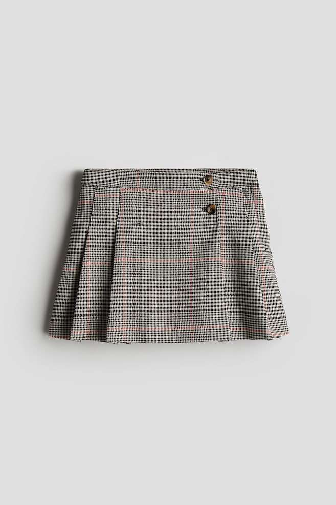 Pleated Skirt - Beige/plaid/Black - 1