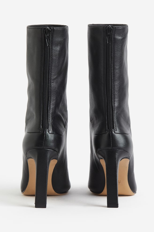 Heeled leather boots - Black - 3