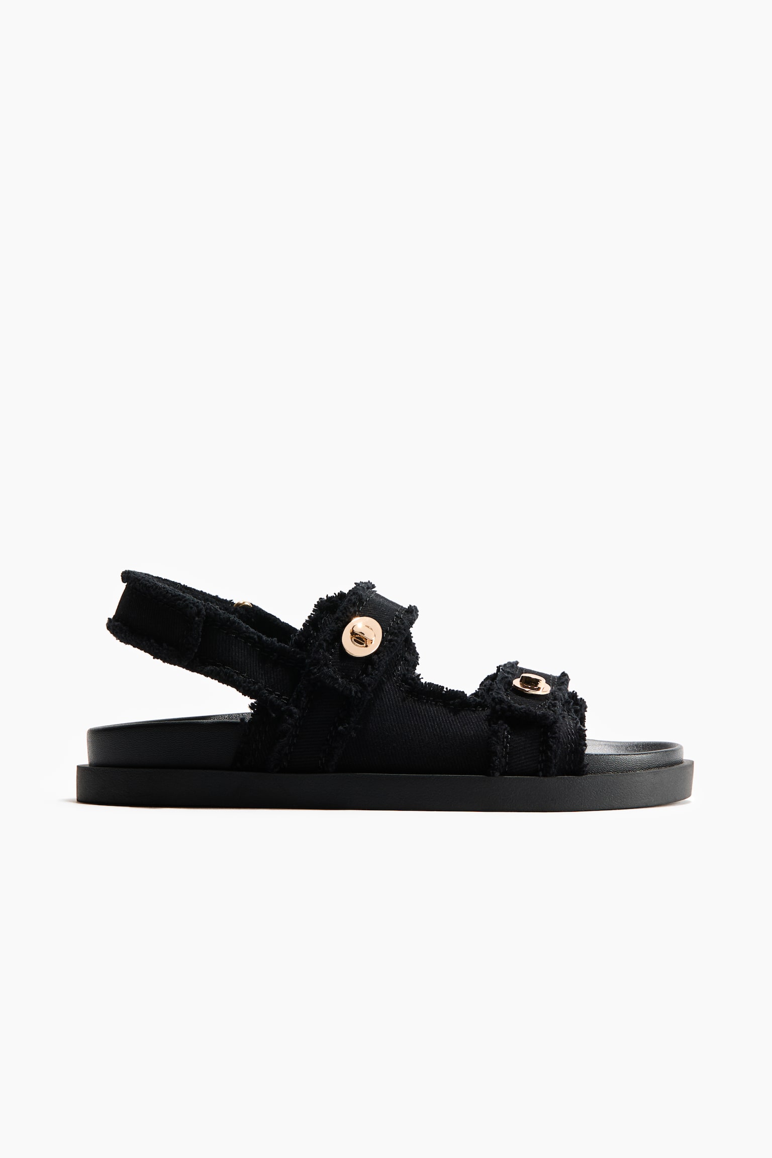 Cotton twill sandals - Black/Light beige - 5