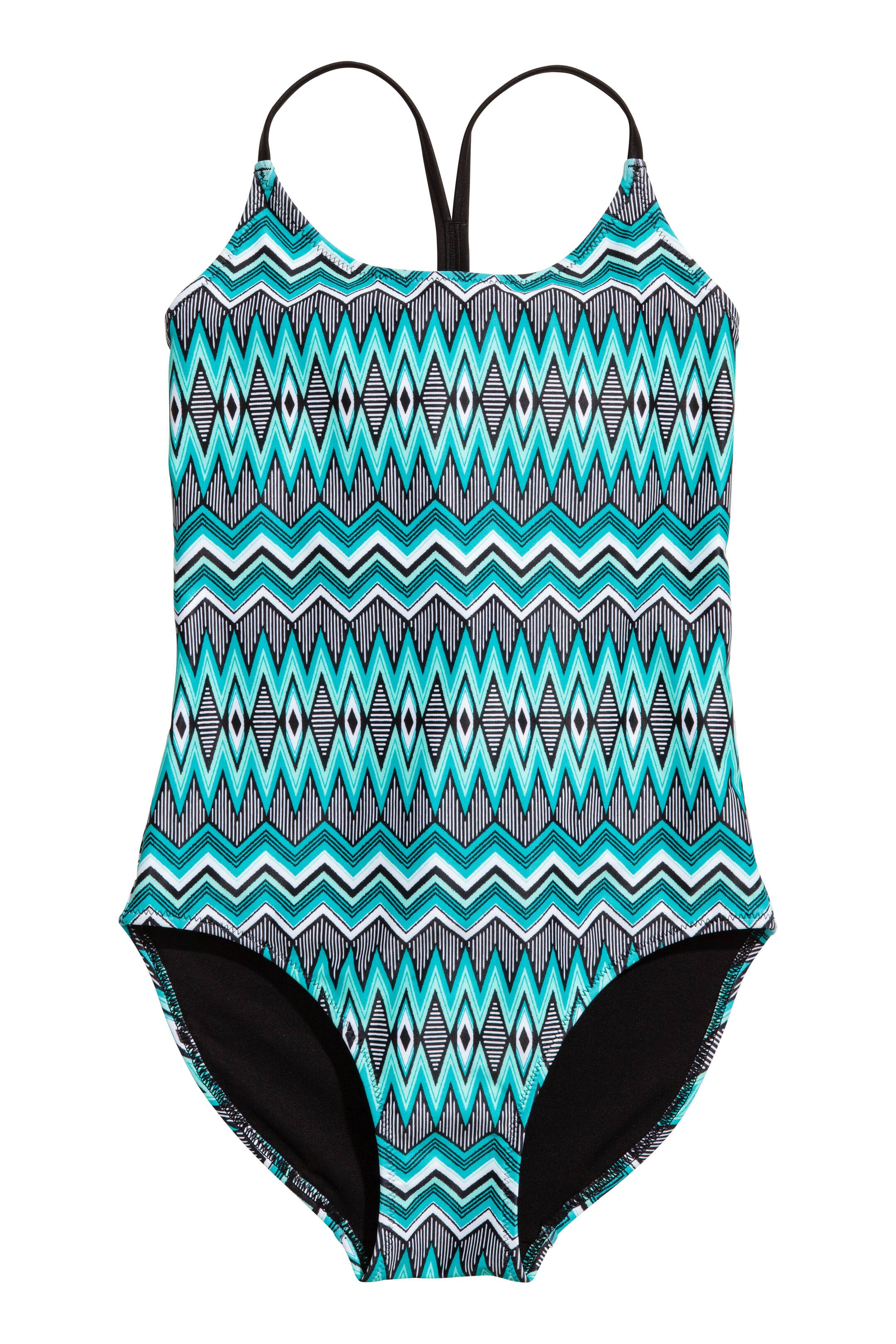 View larger image: Patterned swimsuit - Turquoise/Black - Kids | H&M GB 1