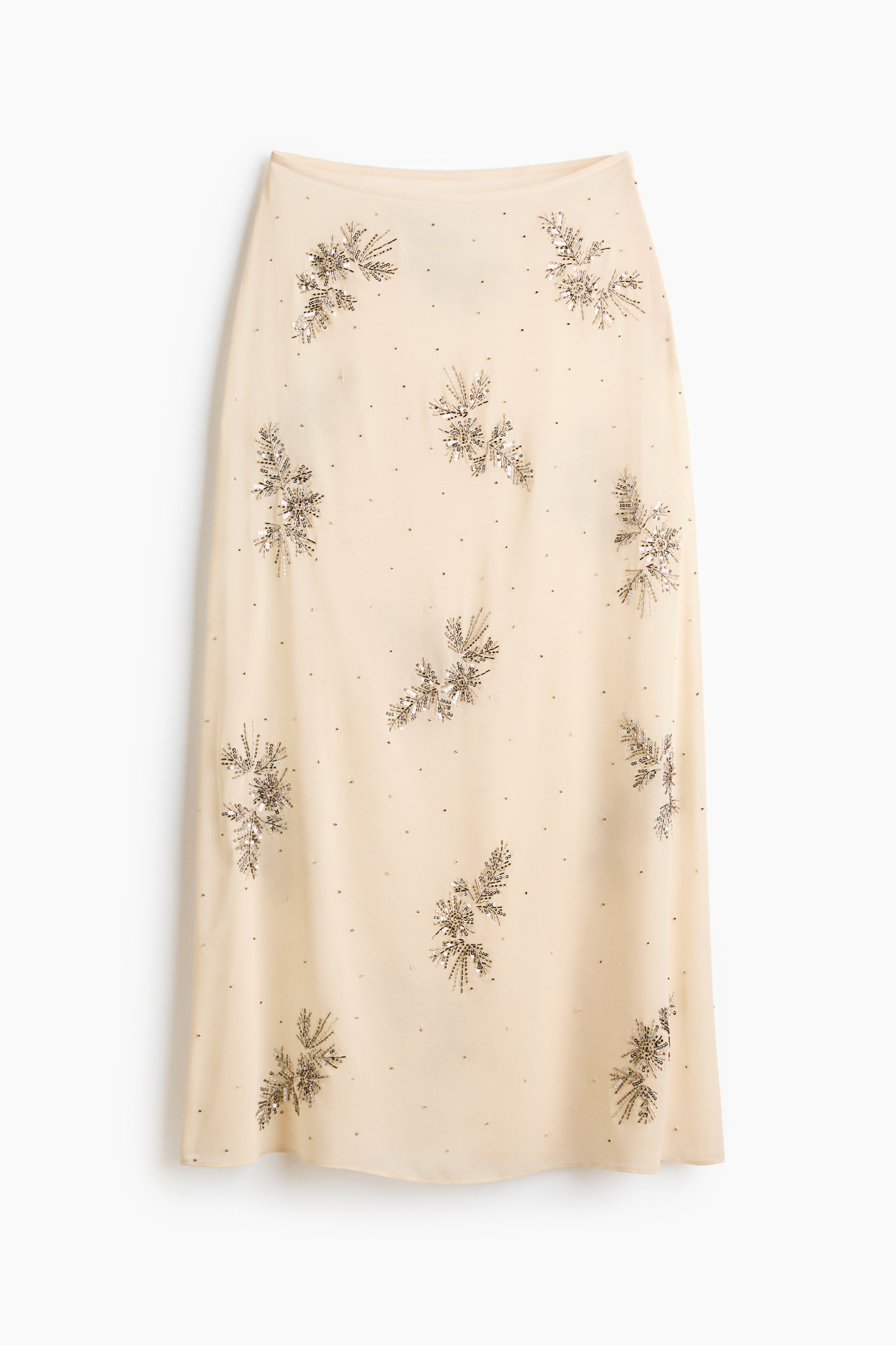Женская юбка H&M Embellished Sheer, цвет: Кремовый — фото 1
