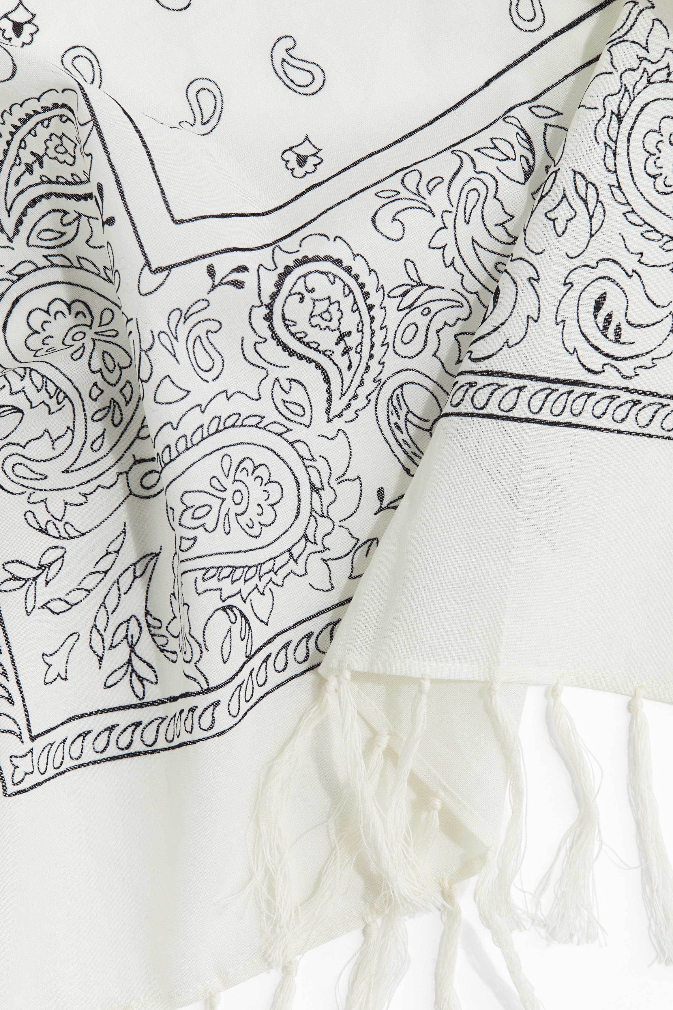 Women's White/paisley-patterned Cotton Scarf with Fringe | H&M US