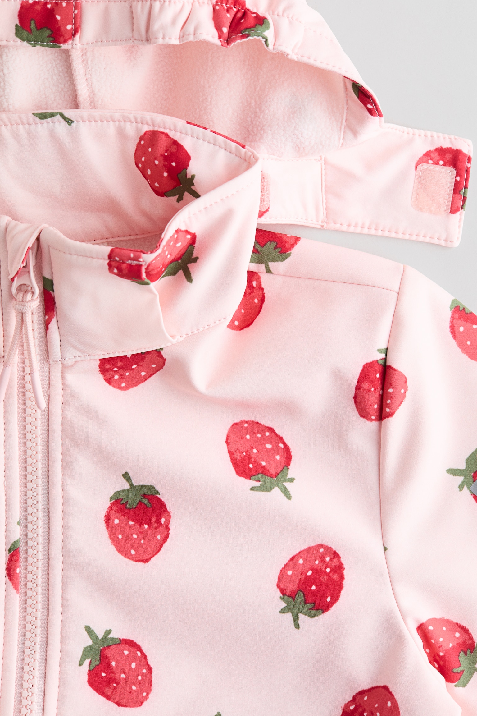 Suya Dayanıklı Softshell Ceket - Açık pembe/Çilekler/Pembe/Çiçekli/Gri-bej/Dinozorlar - 2