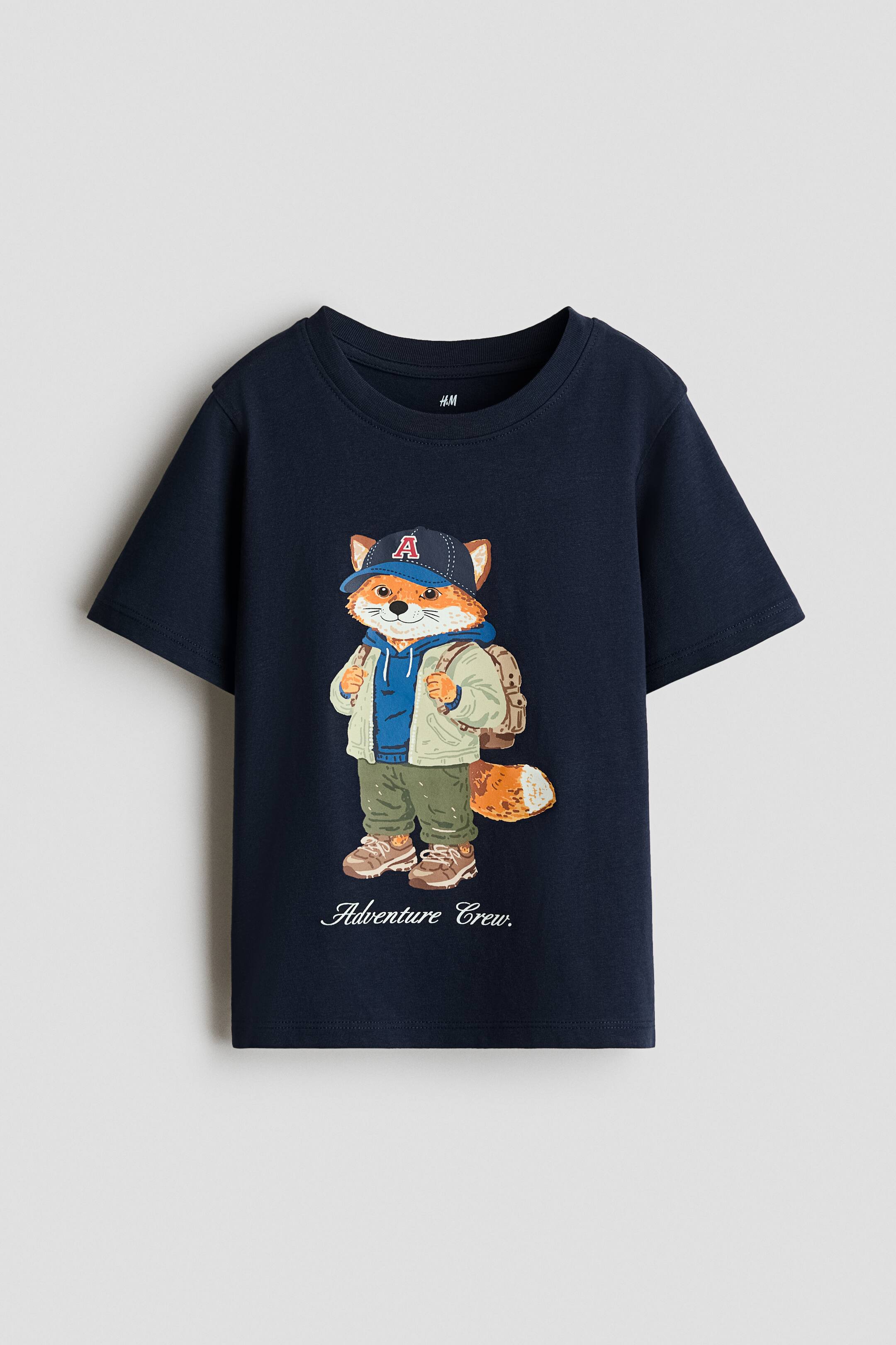 View larger image: Printed T-Shirt - Navy blue/Adventure Crew - Kids | H&M US 1